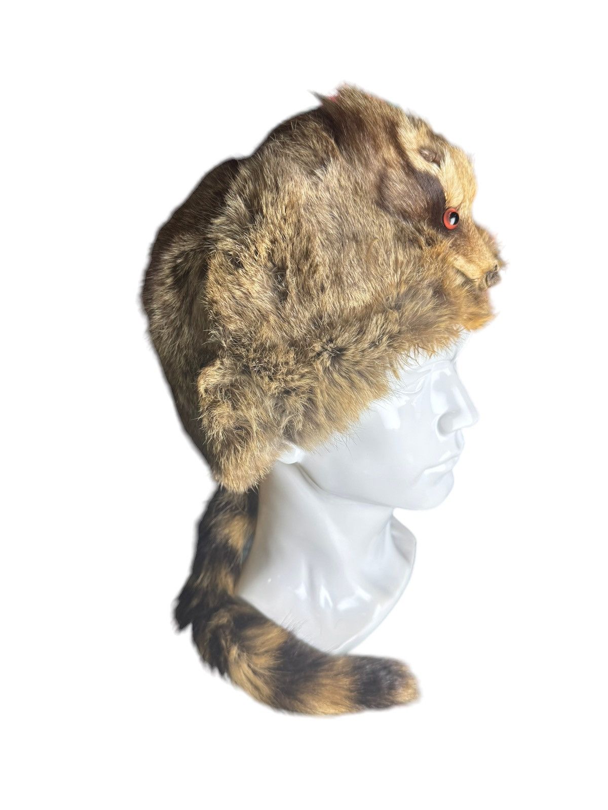Vintage VINTAGE FUR HAT RACCOON HEAD AND TAIL WINTER HAT Size ONE SIZE - 2 Thumbnail