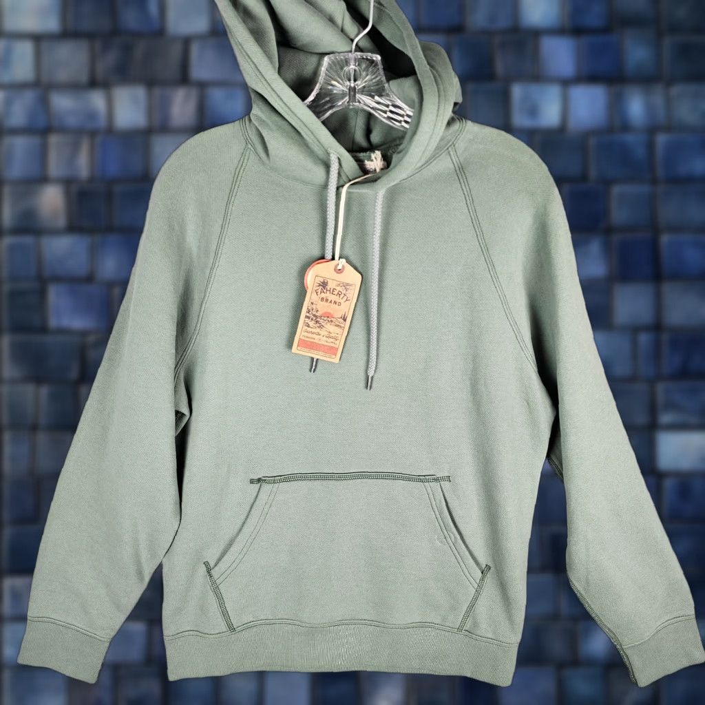 Faherty High Standard Fleece Hood Hoodie Sweater Spruce Mens Size Small NWT