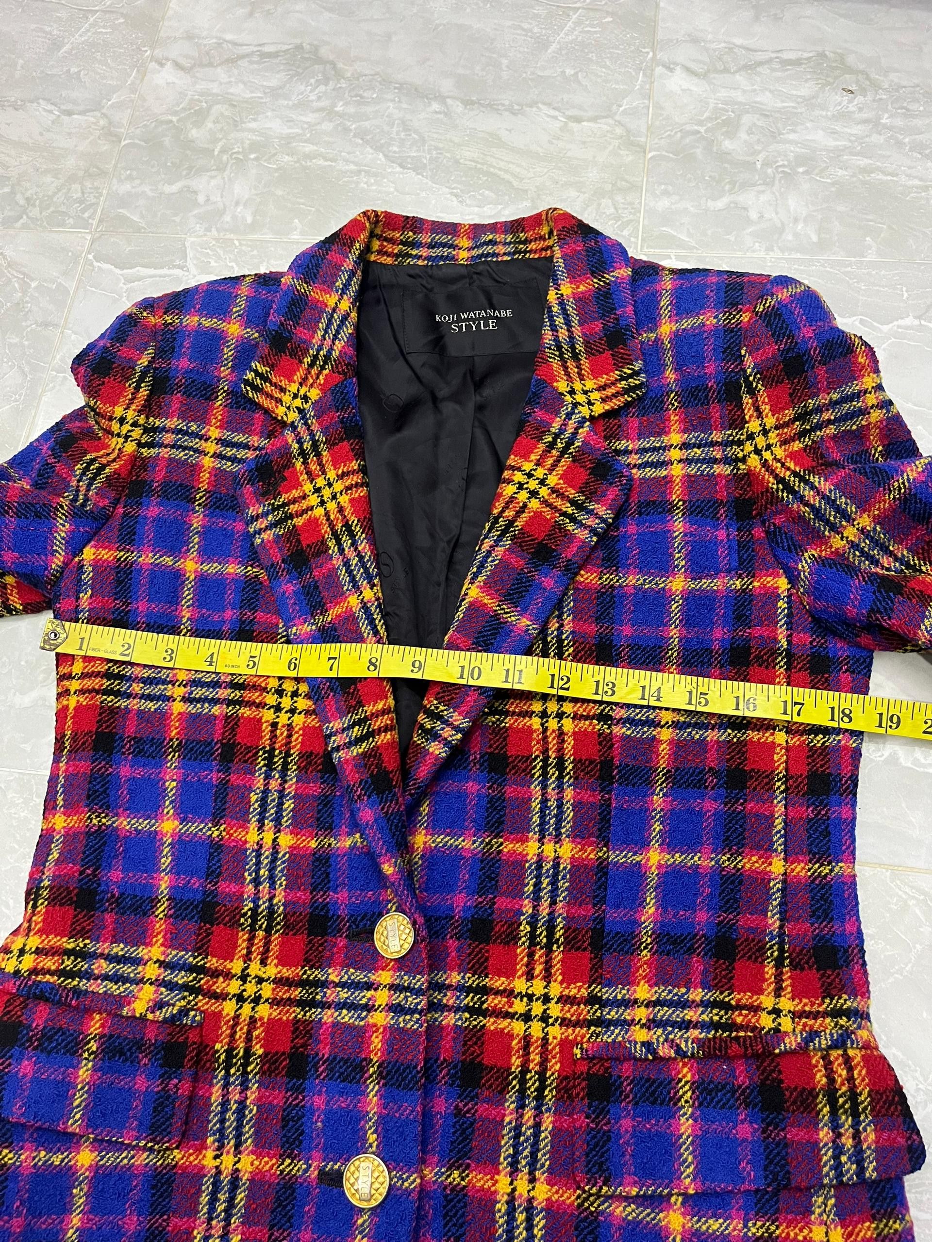 Japanese Brand Koji Watanabe Wool Tartan Blazer CDG Yohji Vibe Size US XS / EU 42 / 0 - 13 Thumbnail