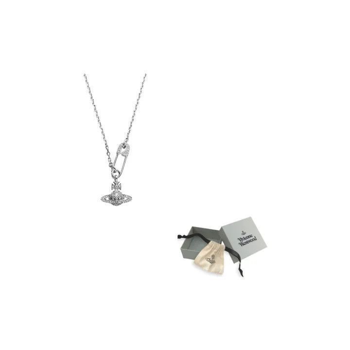 Vivienne Westwood Vivienne Westwood Silver Crystal Safety Pin Necklace Size ONE SIZE - 1 Thumbnail