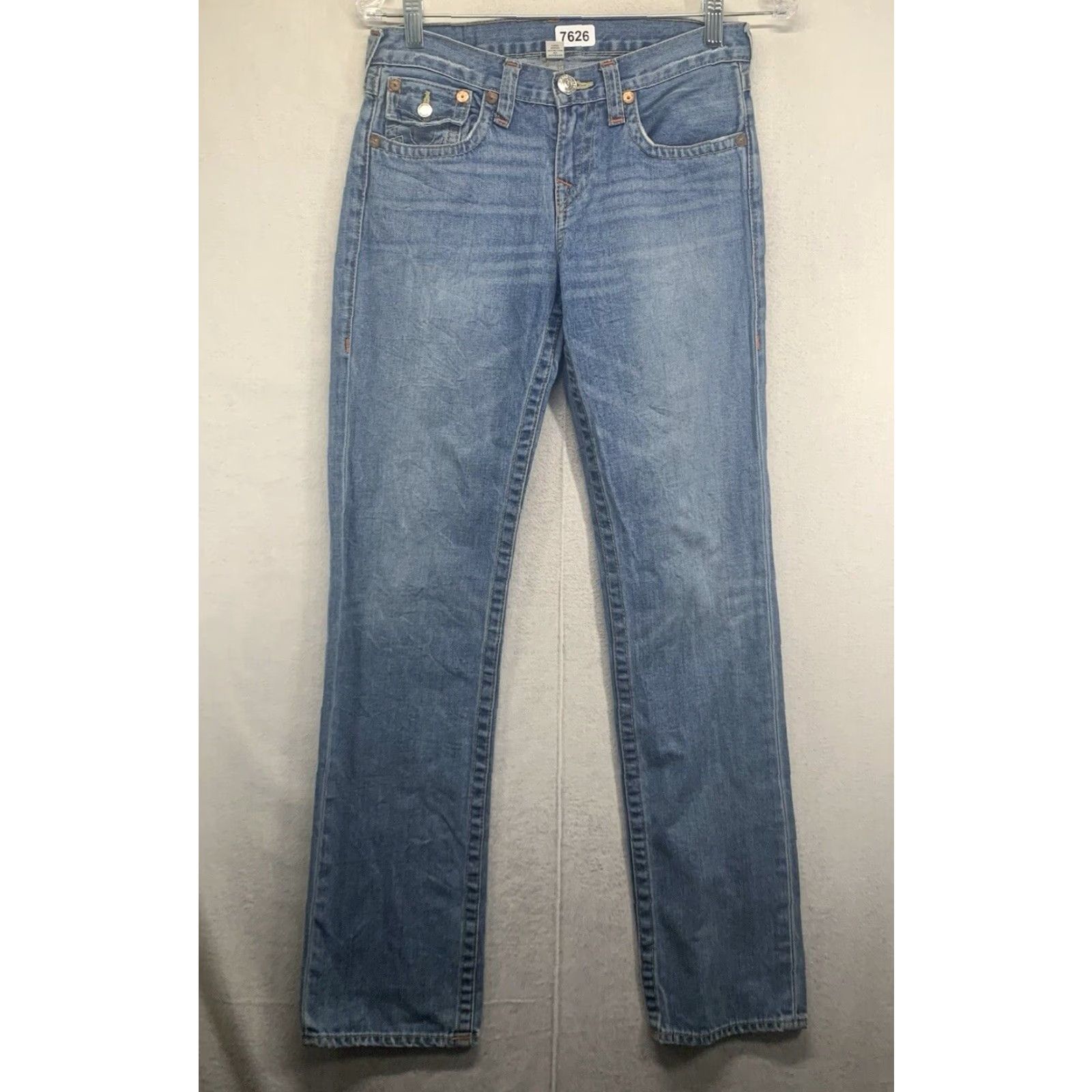 True Religion VINTAGE True Religion Jeans Women's 14 Light Blue Denim Straight Leg Flap Pockets 29x31 90s Womens Size 36" / US 14 / IT 50 - 4 Thumbnail