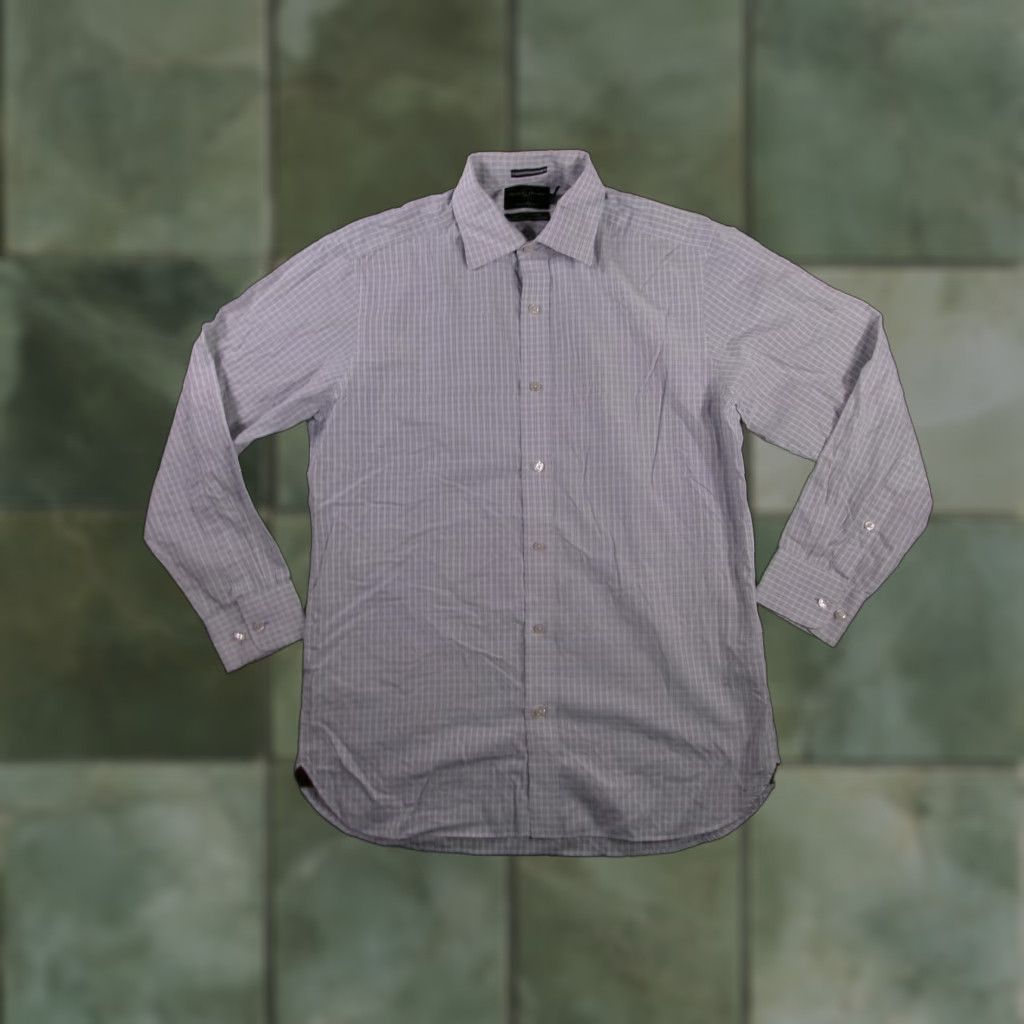 Vintage Black Brown 1826 Dress Shirt Men Long Sleeve Light Blue Plaid Non-Iron Business Professional 16 Size US L / EU 52-54 / 3 - 1 Thumbnail