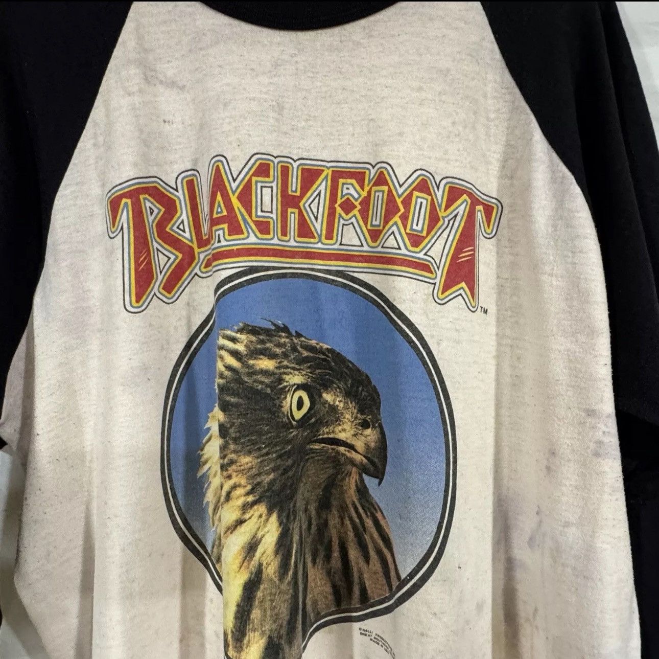 Vintage Blackfoot Marauder World Tour 1981-85 Rock Band Raglan Shirt Size US M / EU 48-50 / 2 - 7 Thumbnail