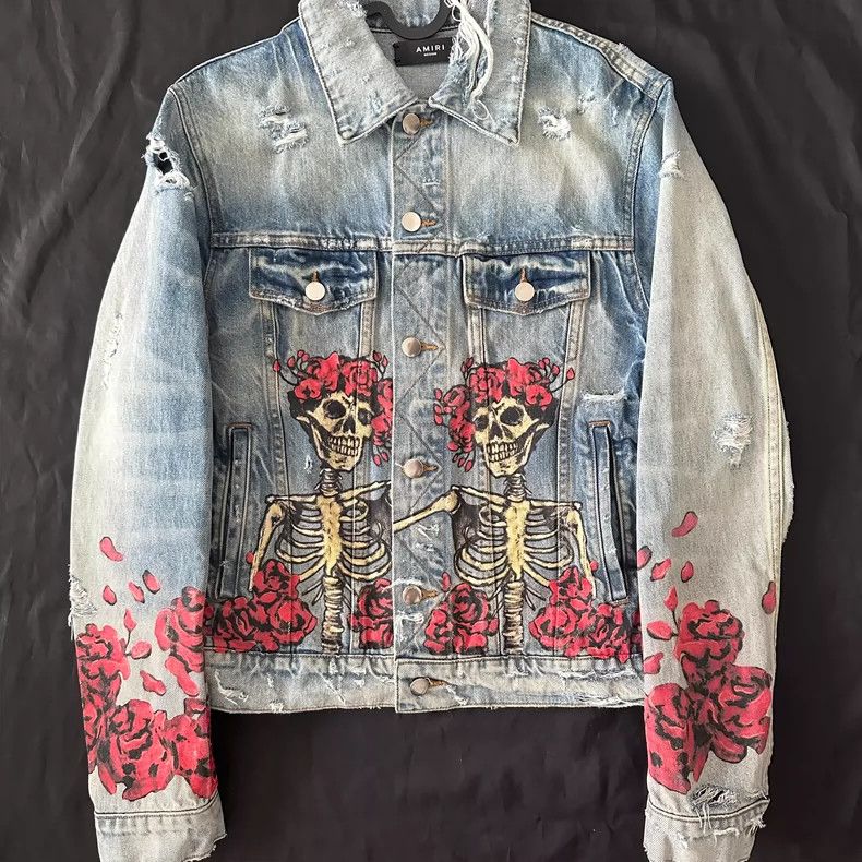 Amiri 20SS Blue long Distressed Printed graffiti Jeans Deni