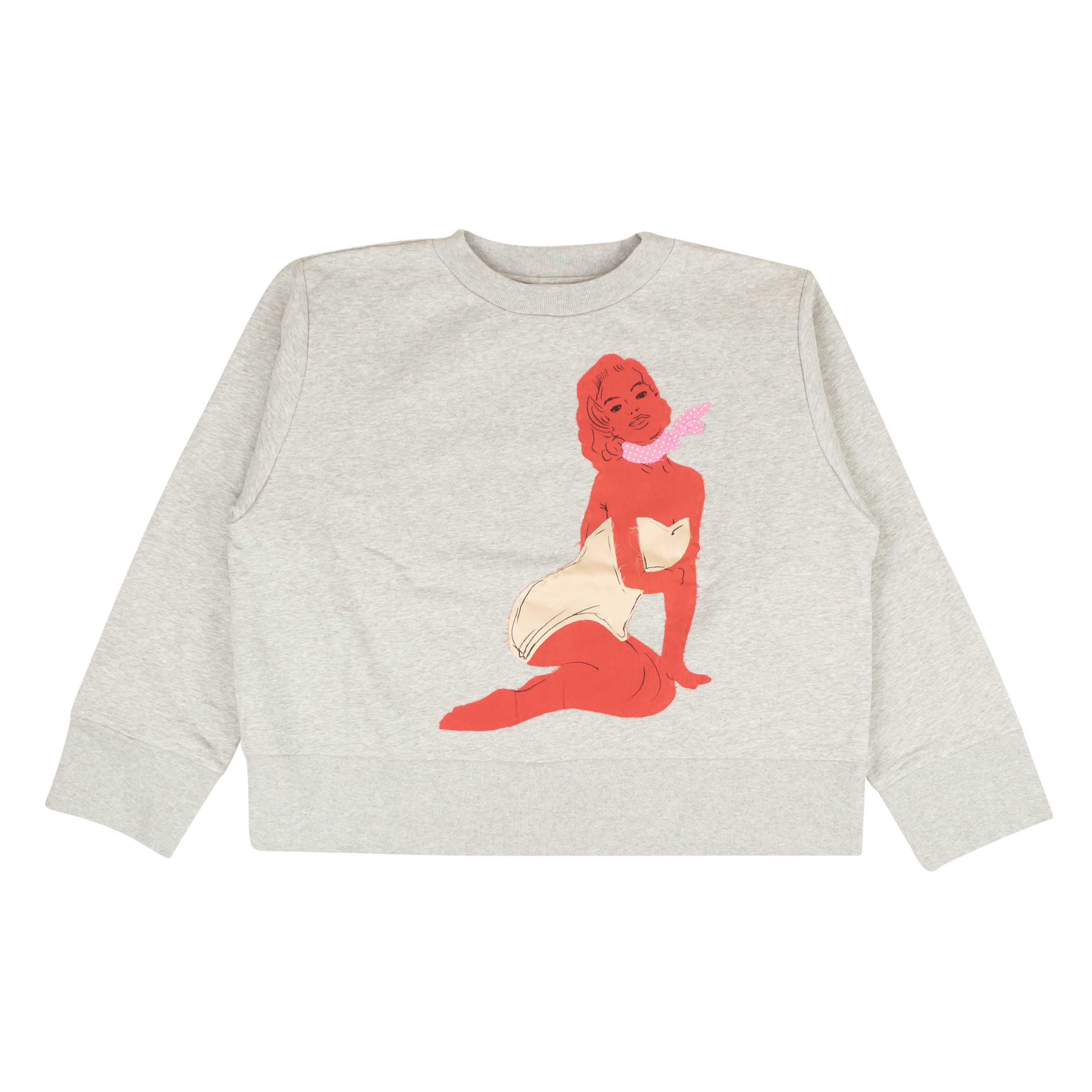 image of Boutique Moschino Grey Woman Motif Crewneck Sweatshirt Size 6/42, Women's