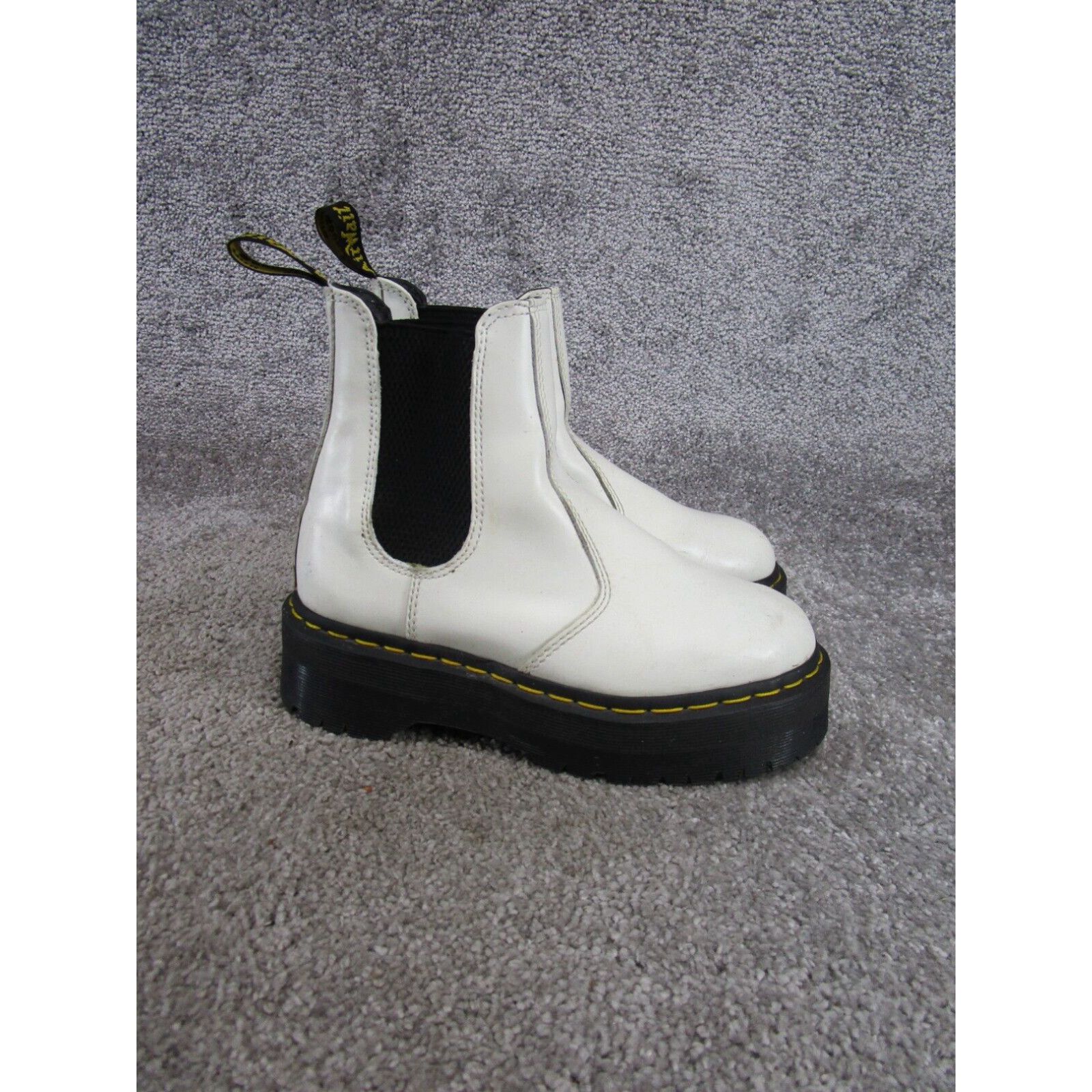 image of Dr Martens Boots Womens Size 6 Us 2976 Quad Platform White Leather Ankle