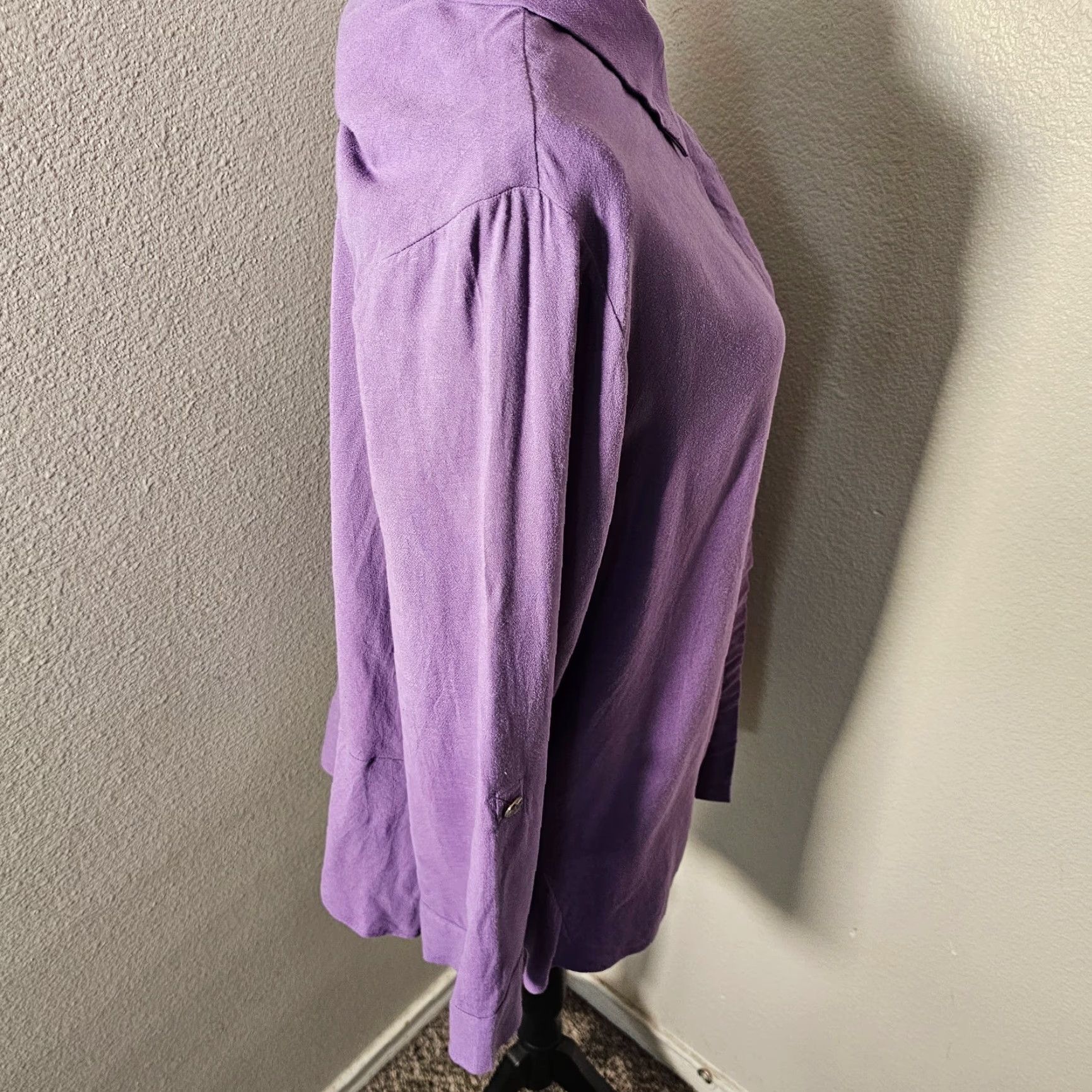 Soft Surroundings Soft Surroundings Shirt Womens PL Petite Large Purple Long Sleeve Button Up Size L / US 10 / IT 46 - 4 Thumbnail