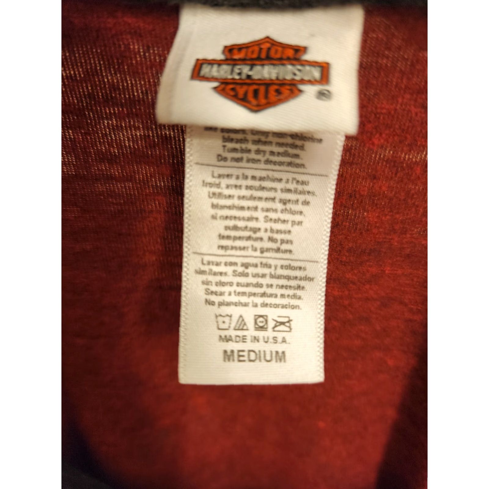 Harley Davidson Womens M Harley-Davidson T Shirt Rhinestone Eagle Logo Arms Columbia SC V-Neck Long Sleeve Red Pullover Size M / US 6-8 / IT 42-44 - 3 Thumbnail