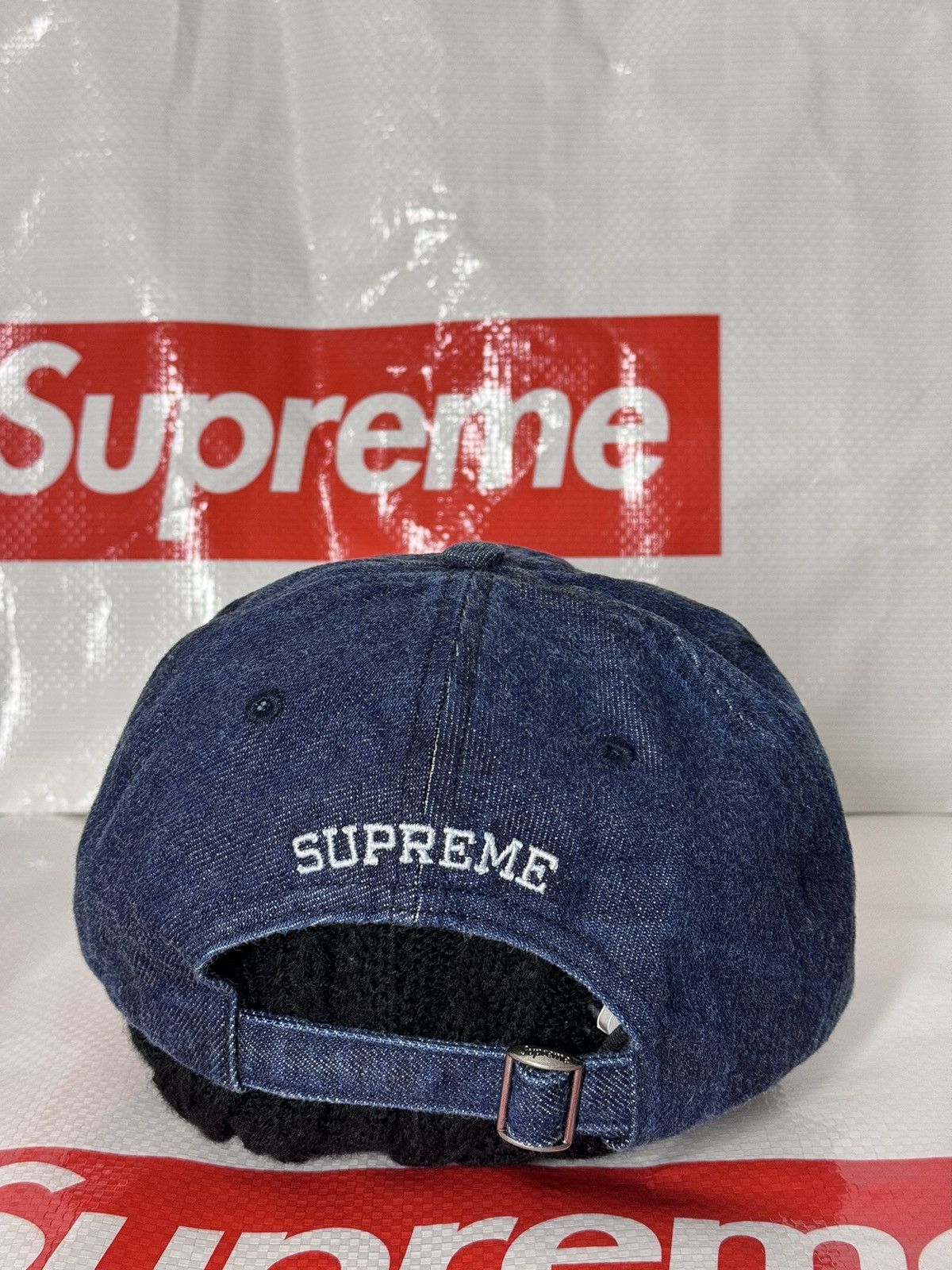 Supreme Kevlar denim s logo 6 panel camp cap ss 22