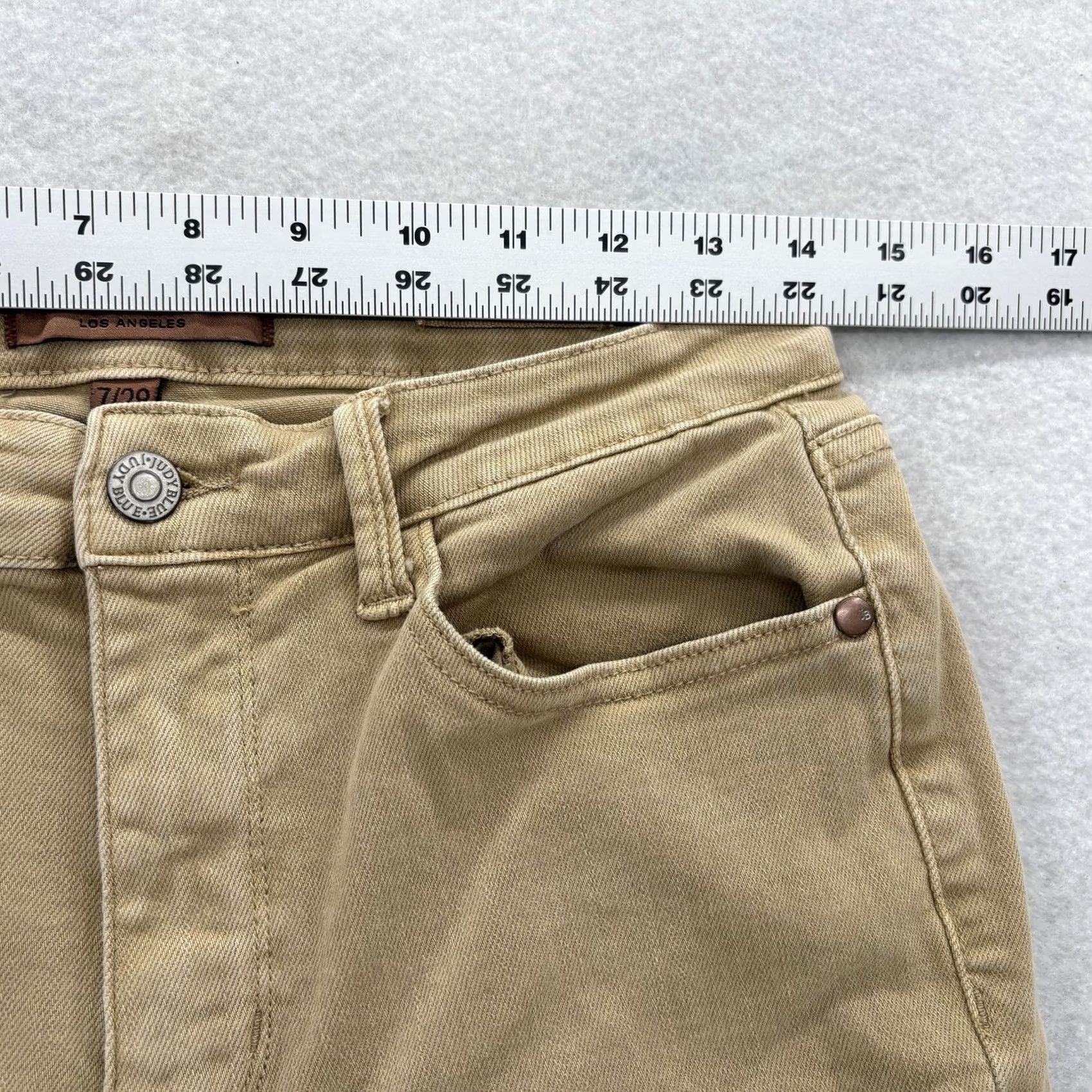 Vintage Judy Blue Jeans Womens Cropped Khaki Garment Dyed Straight Leg Stretch 28in Inseam 7/28 Casual Denim Pants Womens Jeans Size 28" / US 6 / IT 42 - 6 Thumbnail