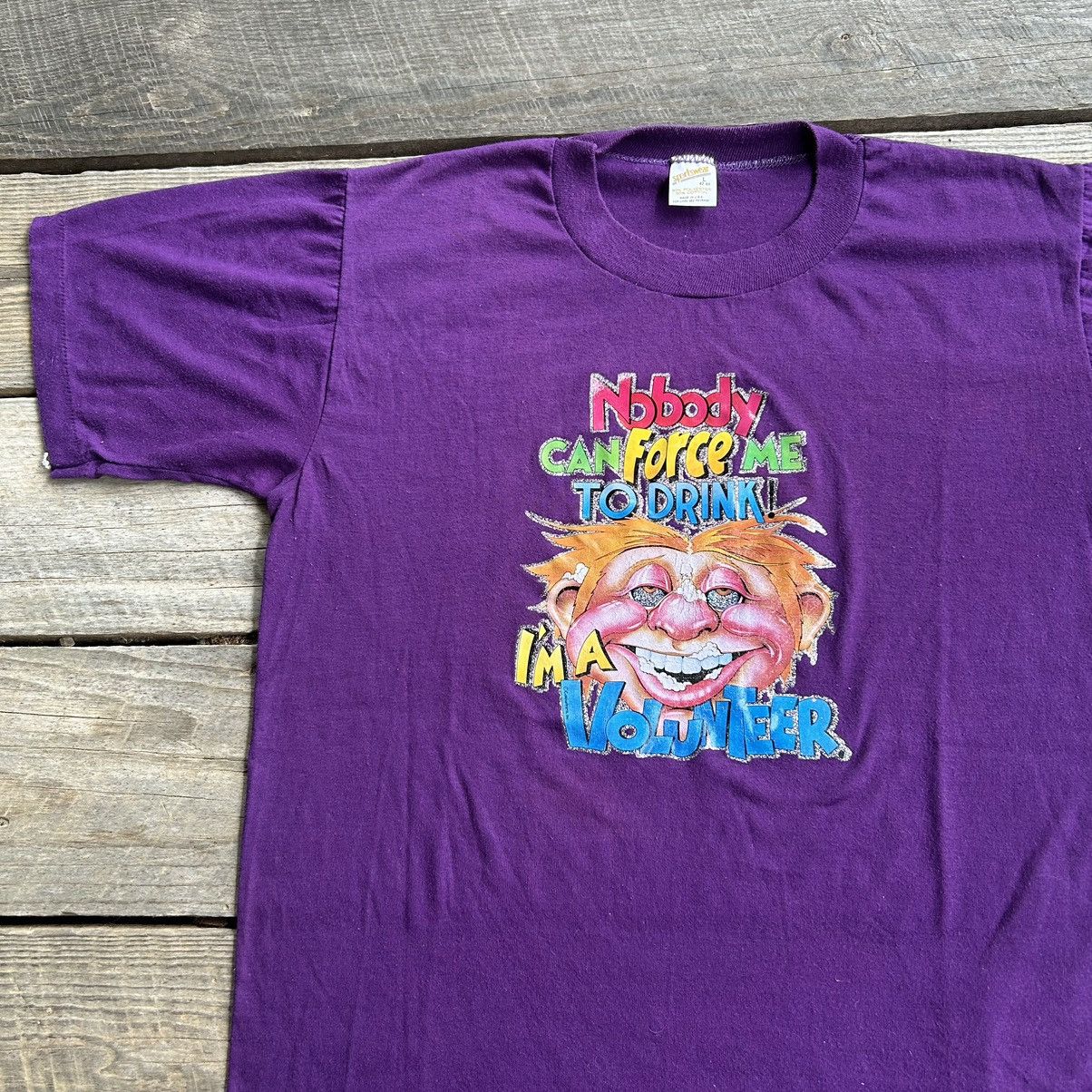 Vintage Vintage 80s Drinking Funny Humor Parody Iron On T Shirt Size US M / EU 48-50 / 2 - 1 Thumbnail