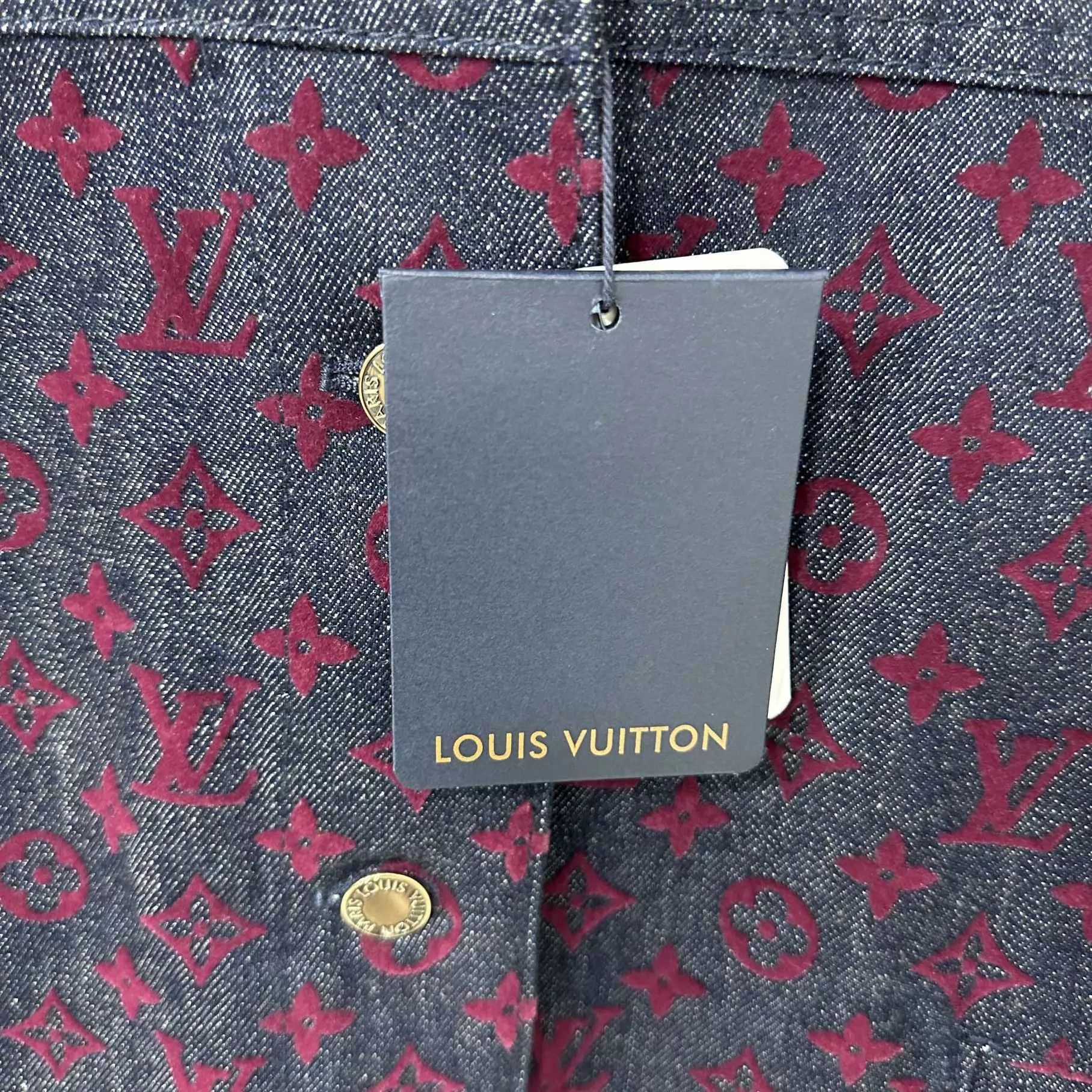 Louis Vuitton LV 3D Monogram Flocked All-Over Print Denim Jacket Size XS / US 0-2 / IT 36-38 - 5 Thumbnail