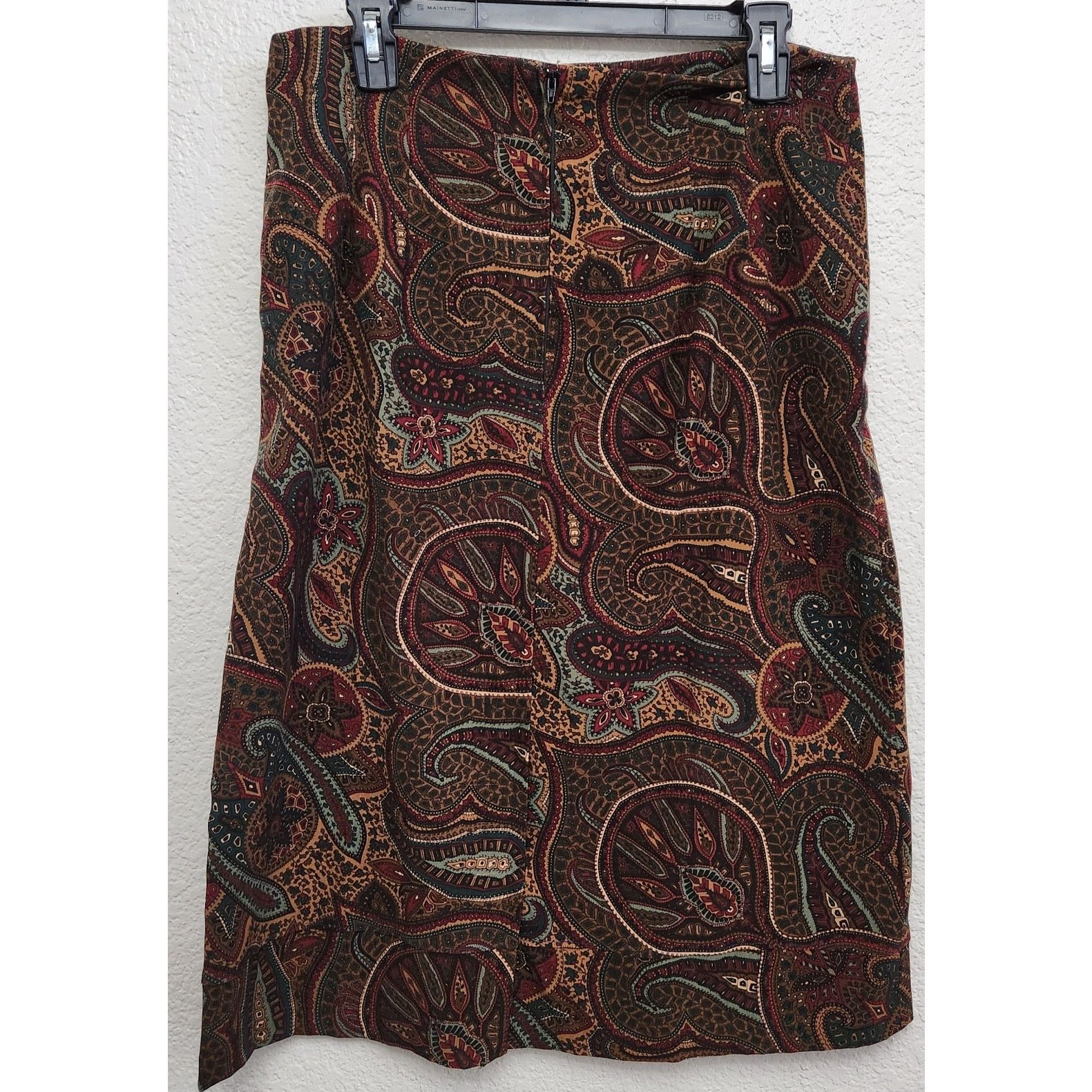Other Briggs New York Brown Green Paisley Print A Line Skirt 14 Size 36" / US 14 / IT 50 - 2 Thumbnail