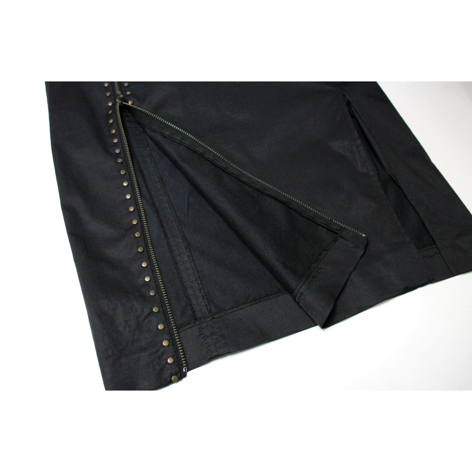 MAX&Co. MAX & CO Trends Skirt Midi Women Medium Black Rivets Zips Side Split Pencil Fashion Size 32" / US 10 / IT 46 - 6 Thumbnail