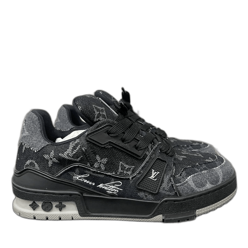 Louis Vuitton Louis Vuitton LV Trainer Black Denim Sneakers Size US 4 / IT 34 - 1 Thumbnail