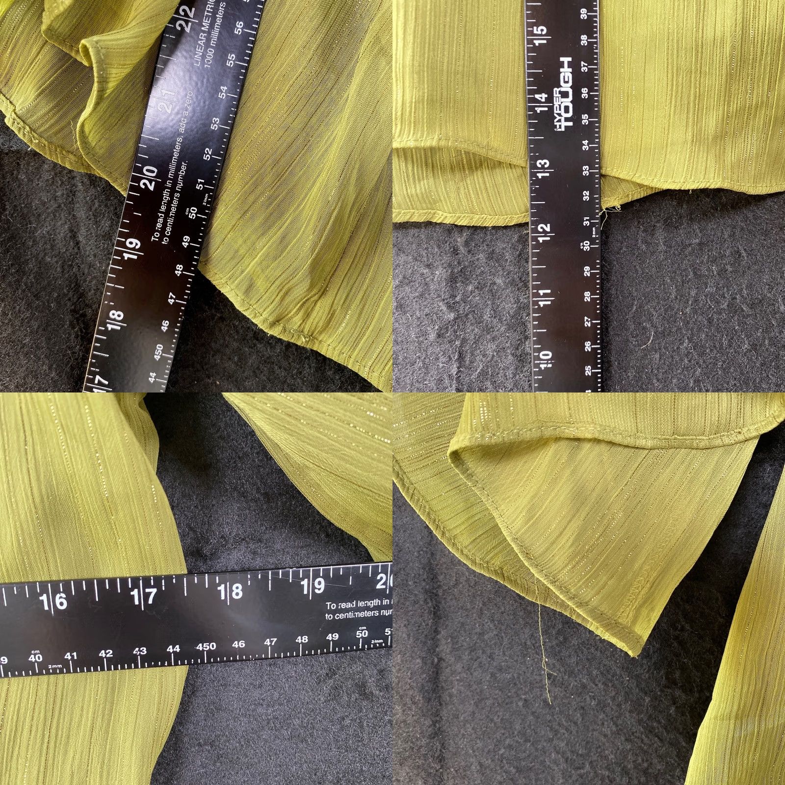 Lauren Conrad VINTAGE LC Lauren Conrad Womens Blouse Green Yellow Round Neck Sheer Bell Sleeve S Size S / US 4 / IT 40 - 8 Thumbnail