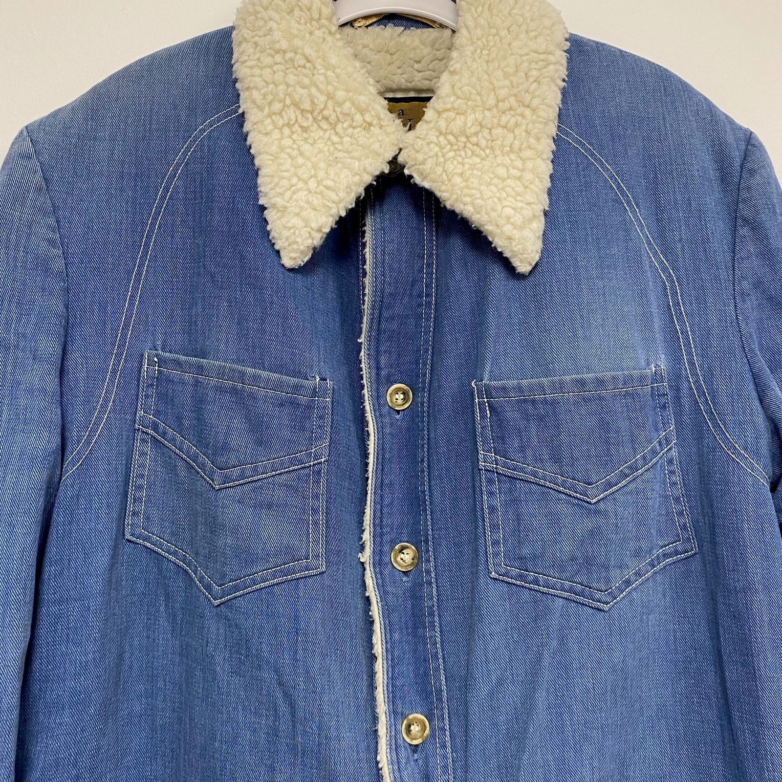 Vintage Vintage Robert Lewis Denim Sherpa Button Up Shirt Jacket Size US S / EU 44-46 / 1 - 2 Thumbnail
