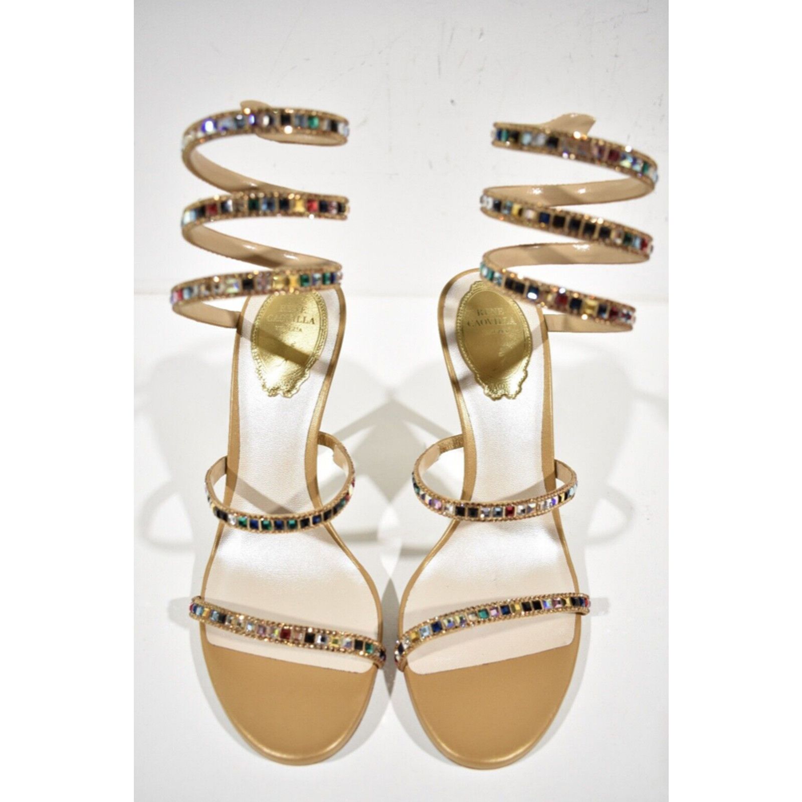Rene Caovilla Cleo Crystal Ankle Strap Sandal Heel Pump 37.5 Size US 7.5 / IT 37.5 - 7 Thumbnail