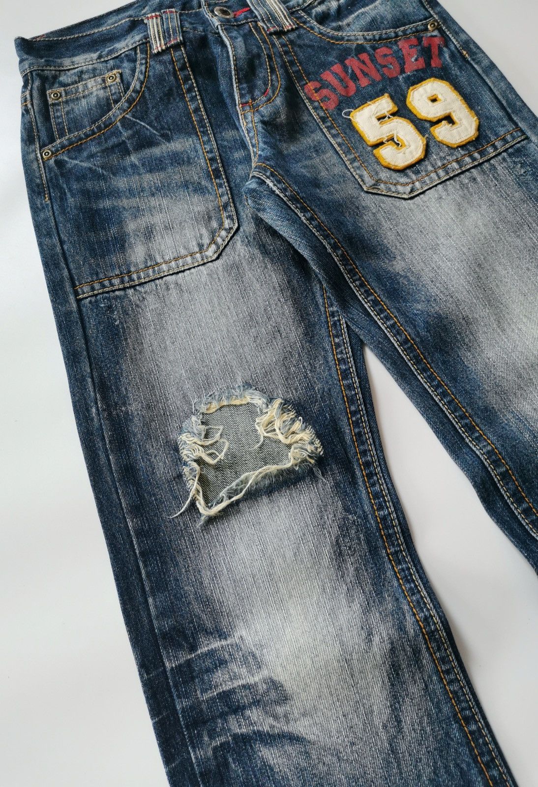 Japanese Brand Playchess Sunset 59 Patch Pockets Jeans Size US 29 - 4 Thumbnail