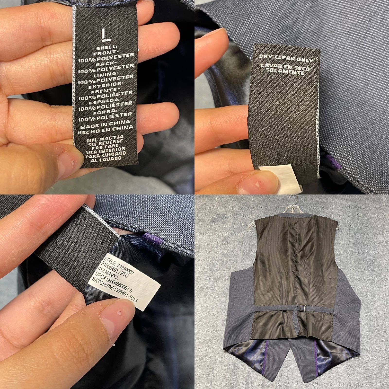 Vintage VINTAGE Public Notices Vest Mens Large Blue Micro Dots Lined Formal Single Breasted Size US L / EU 52-54 / 3 - 8 Thumbnail