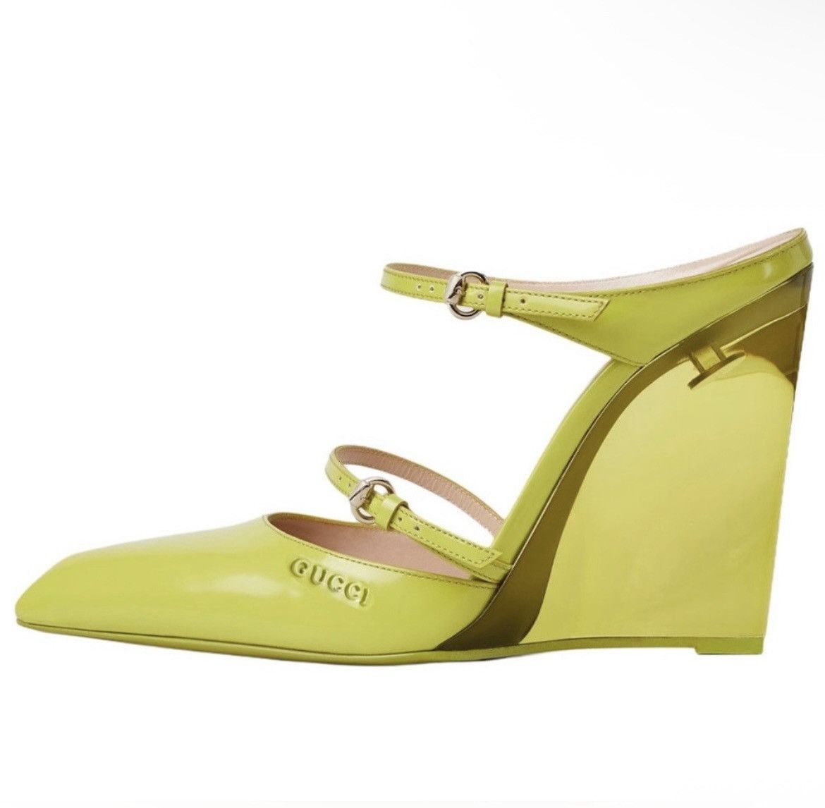Gucci Gucci Closed Toe Slippers Wedge 10.9cm Light Green Regent Size US 7 / IT 37 - 3 Thumbnail