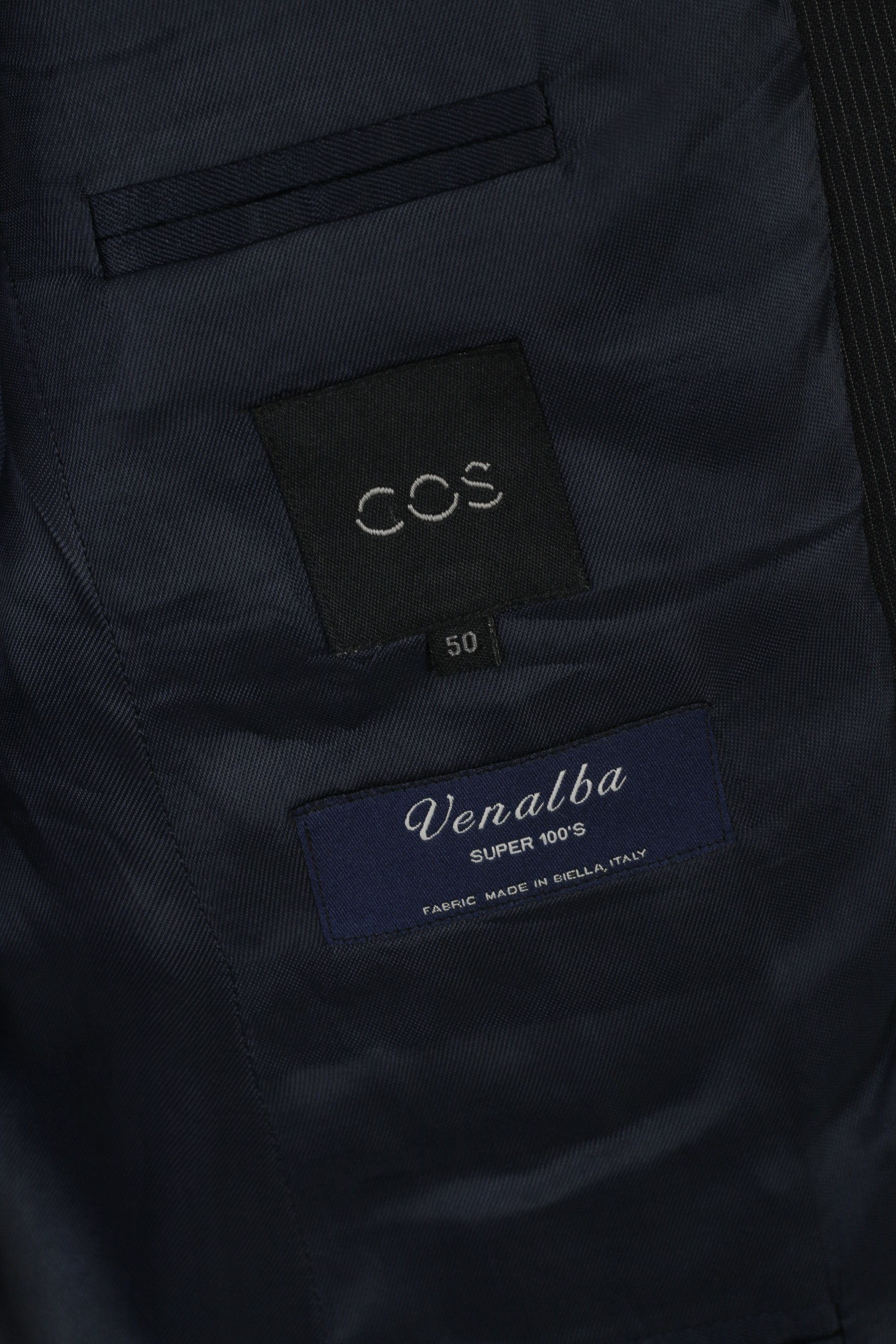 Cos COS Men 50 40 Blazer Navy Striped Wool Vanalba 0833 Size 40R - 4 Thumbnail