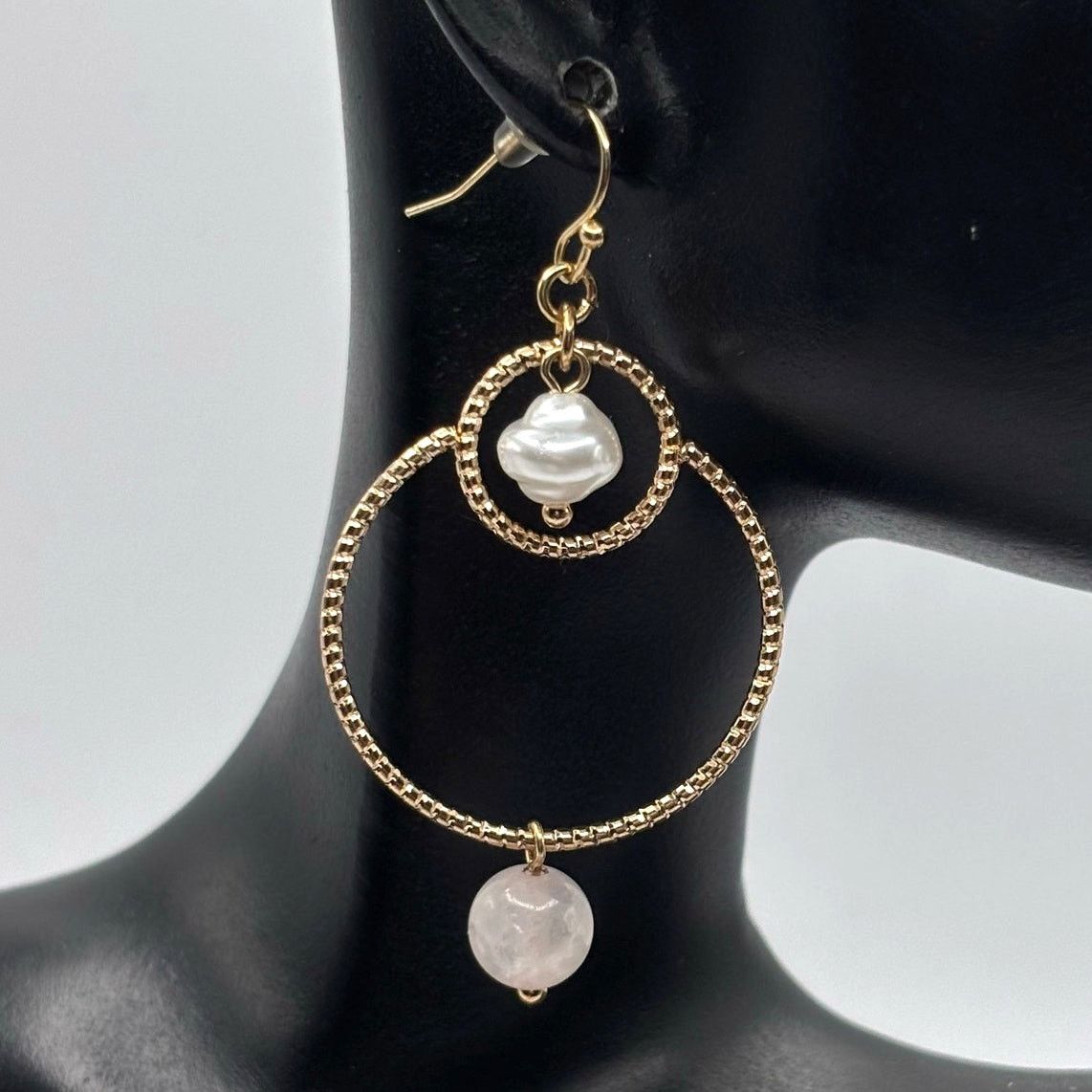 Other Gold Pearl Drop Hoop Earrings Size ONE SIZE - 1 Thumbnail