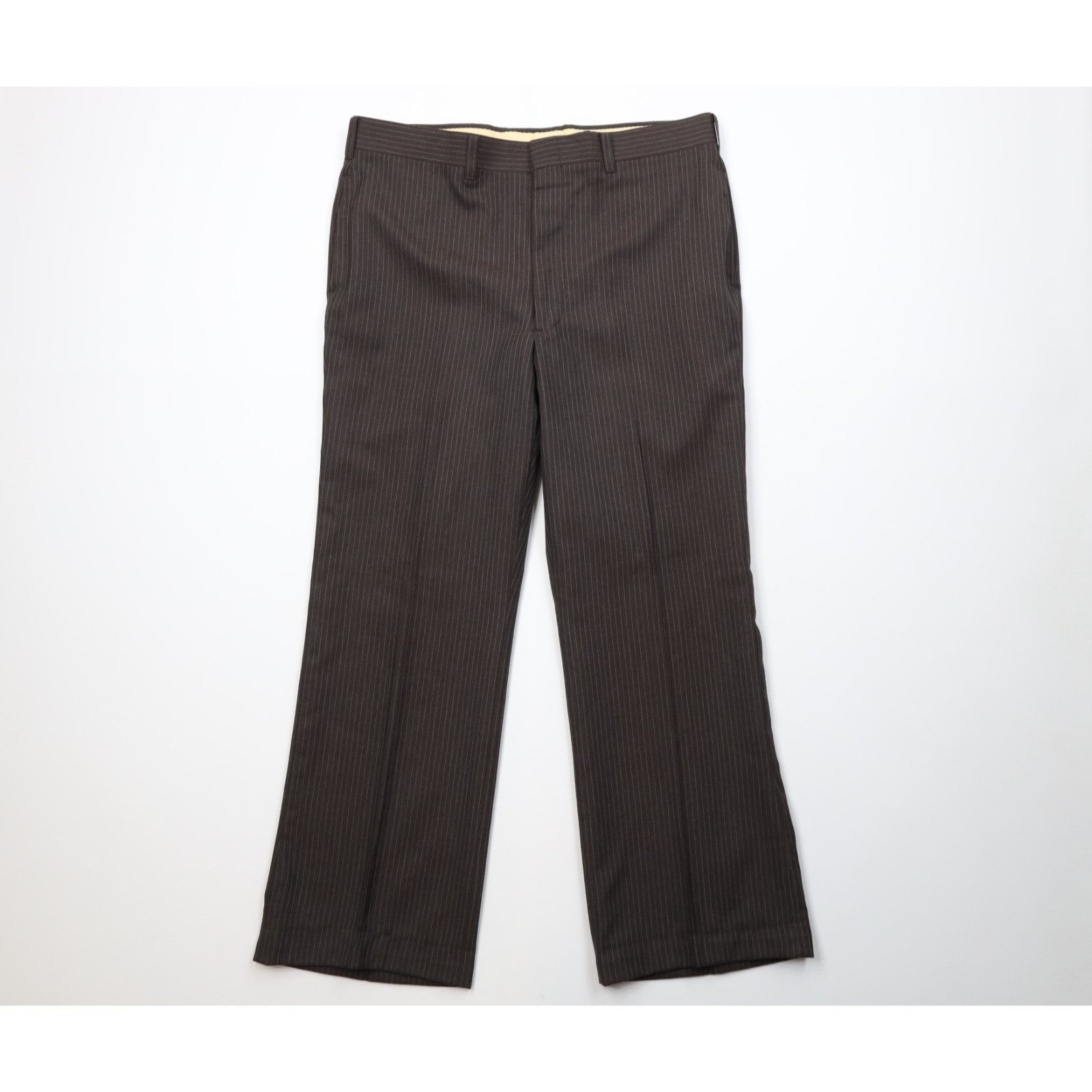 Vintage Vintage 70s 3 Piece Wool Pinstriped Suit Bell Bottoms Size 44L - 9 Thumbnail