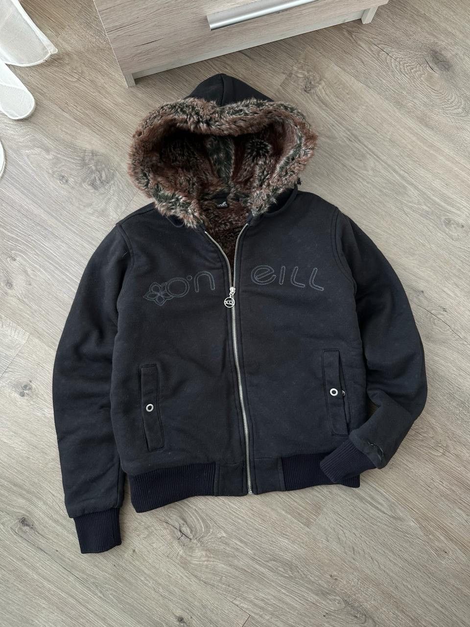 If Six Was Nine × Japanese Brand × Vintage Vintage If Six Nine Style Faux Fur O'Neill Black Hoodie Size M / US 6-8 / IT 42-44 - 4 Thumbnail