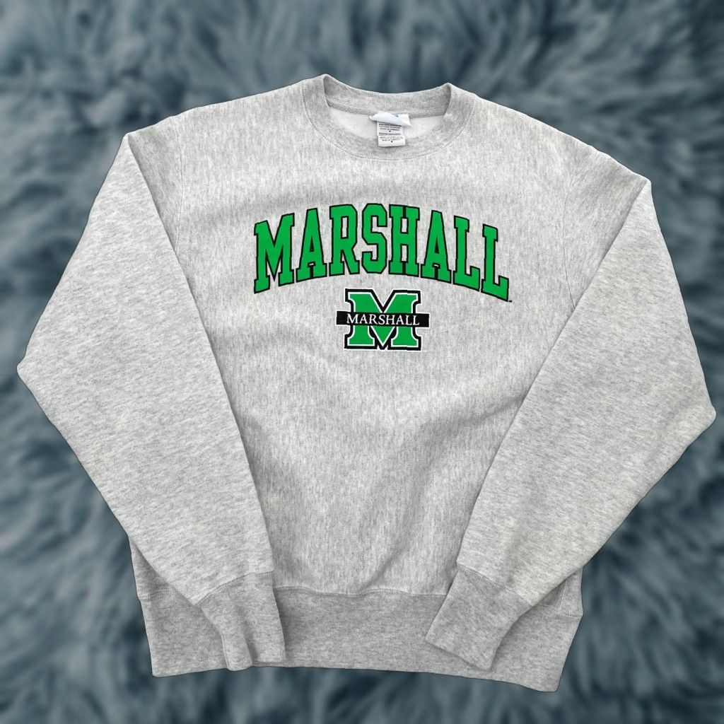 Champion VINTAGE Champion Reverse Weave Sweatshirt Adult Medium Gray Crew Neck Long Sleeve Pullover Logo College University Thundering Herd Marshall Mens Y2K Size US M / EU 48-50 / 2 - 1 Thumbnail
