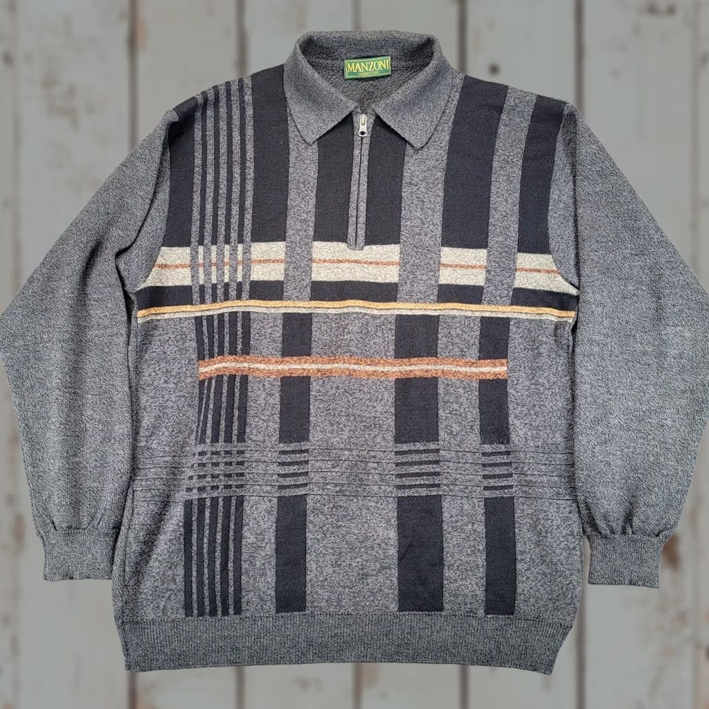 Vintage VINTAGE Manzoni Mens Gray Wool Mix Grandpa Dad 1/4 Zip Long Sleeve Sweater Made Italy L Size US L / EU 52-54 / 3 - 1 Thumbnail