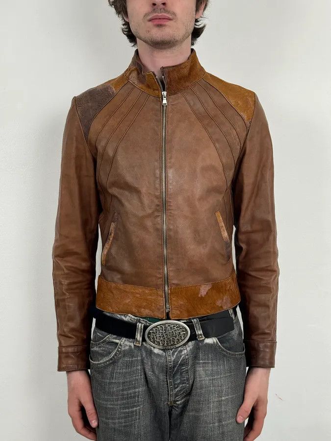 Vintage Artisanal Pony Hair Brown Leather Jacket Size US XS / EU 42 / 0 - 2 Thumbnail