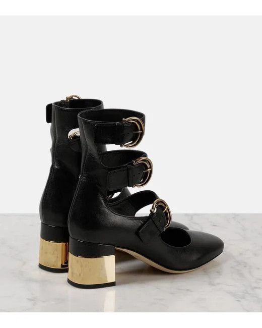Chloe o1s22i1n0425 Leather Alizè Dé Pumps in Black Size US 7 / IT 37 - 3 Thumbnail