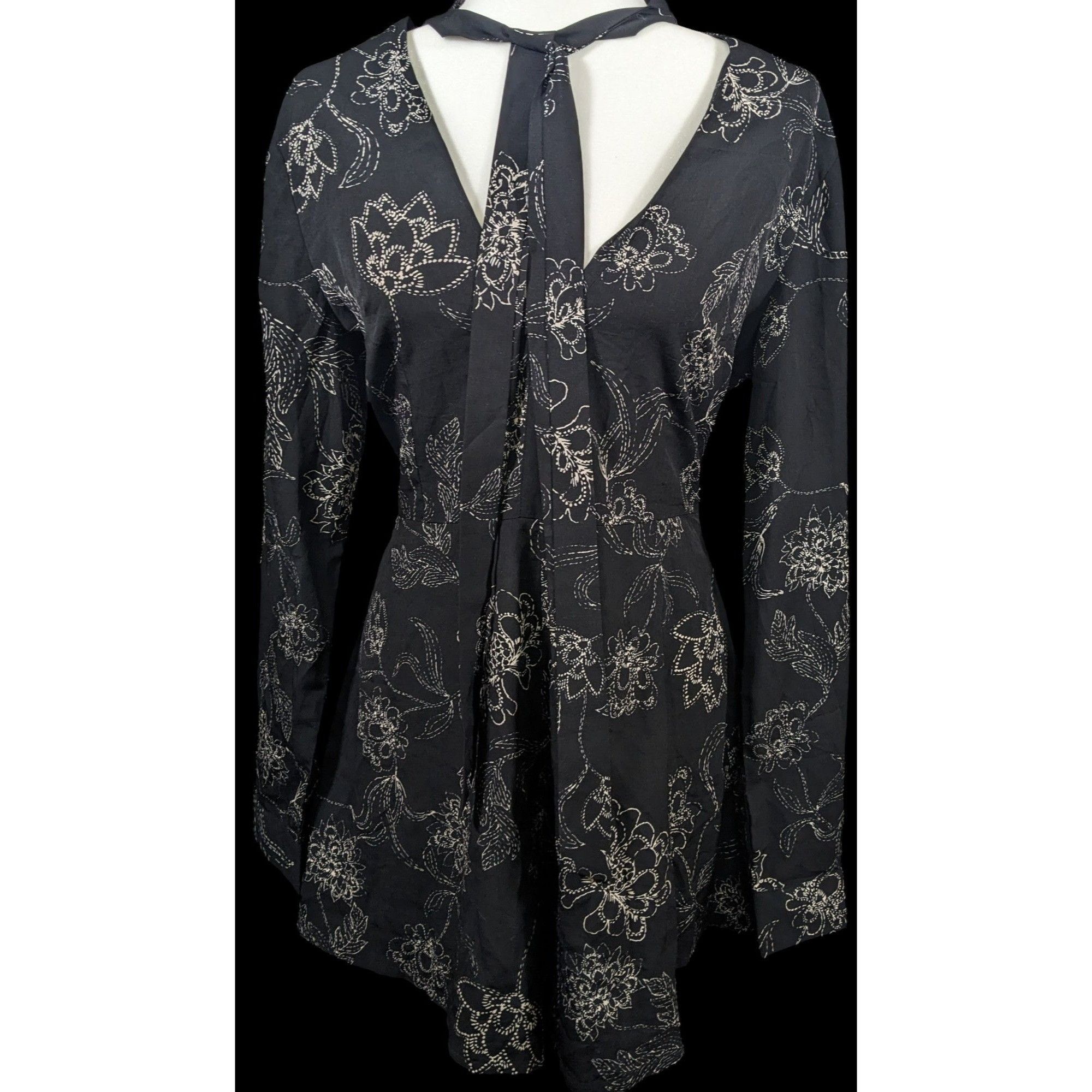 Other Gothic Floral Tie Neck Romper by Missguided Size 32" / US 10 / IT 46 - 2 Thumbnail