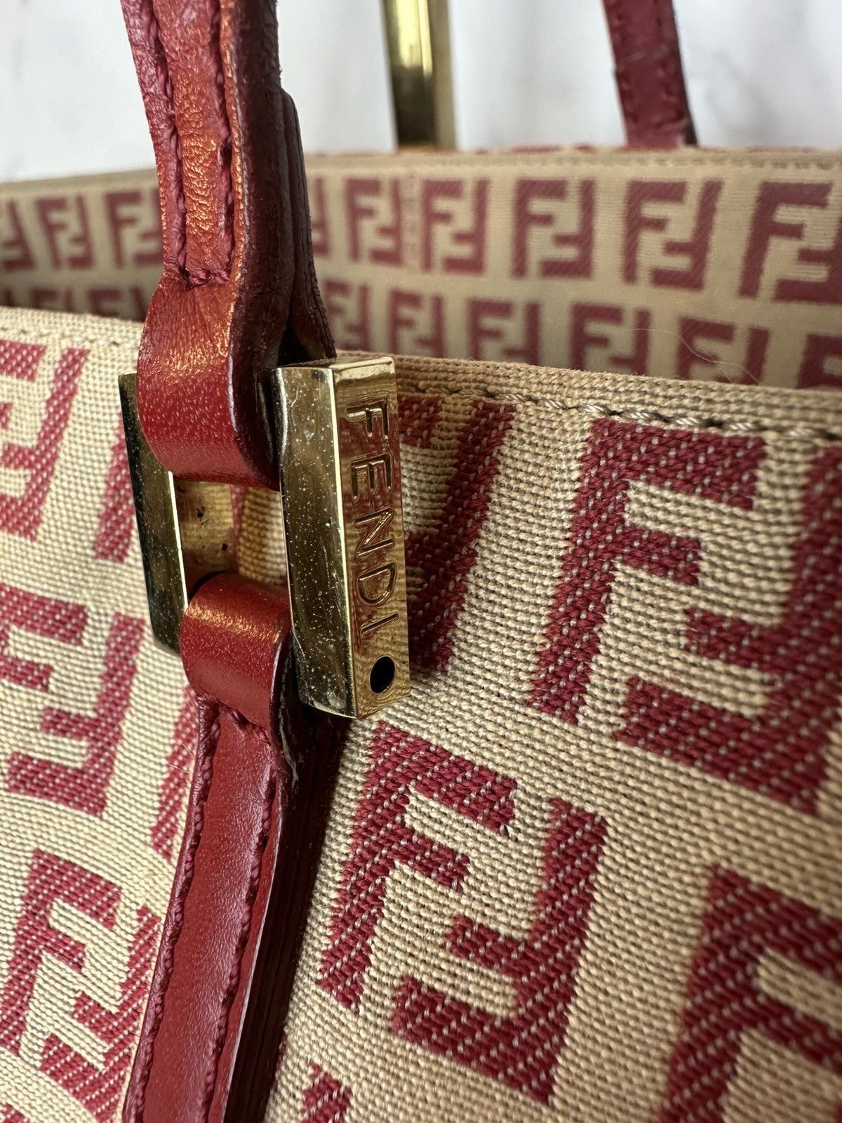 Fendi Fendi 1990s Red Zucca Canvas Tote Size ONE SIZE - 3 Thumbnail