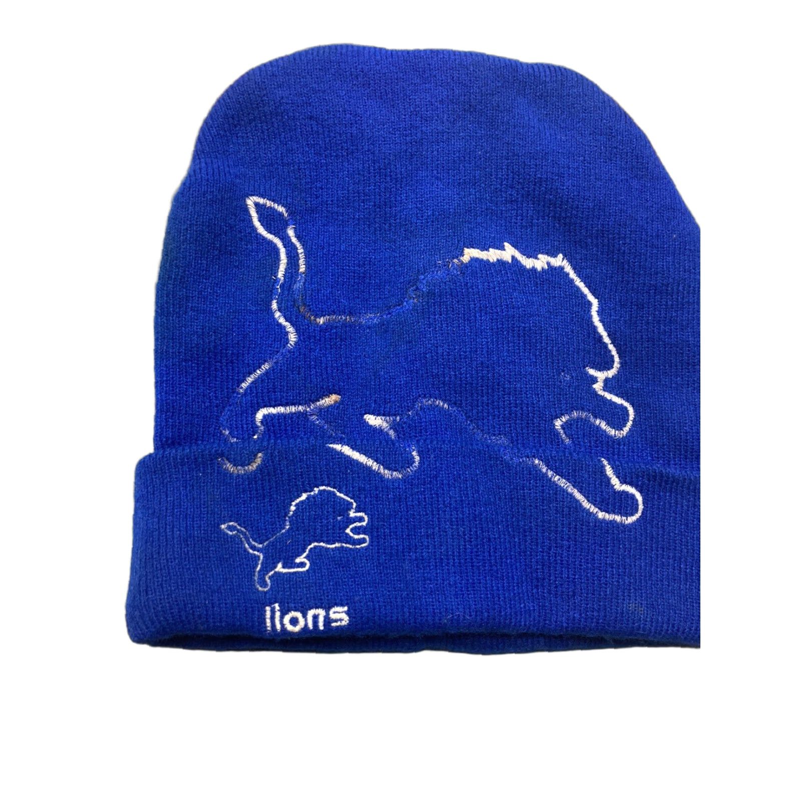 NFL VINTAGE Detroit Lions Beanie Skull Cap Skully NFL Football Big Logo Drew Pearson Men One Size Blue Logo Men/NFL? Size ONE SIZE - 1 Thumbnail