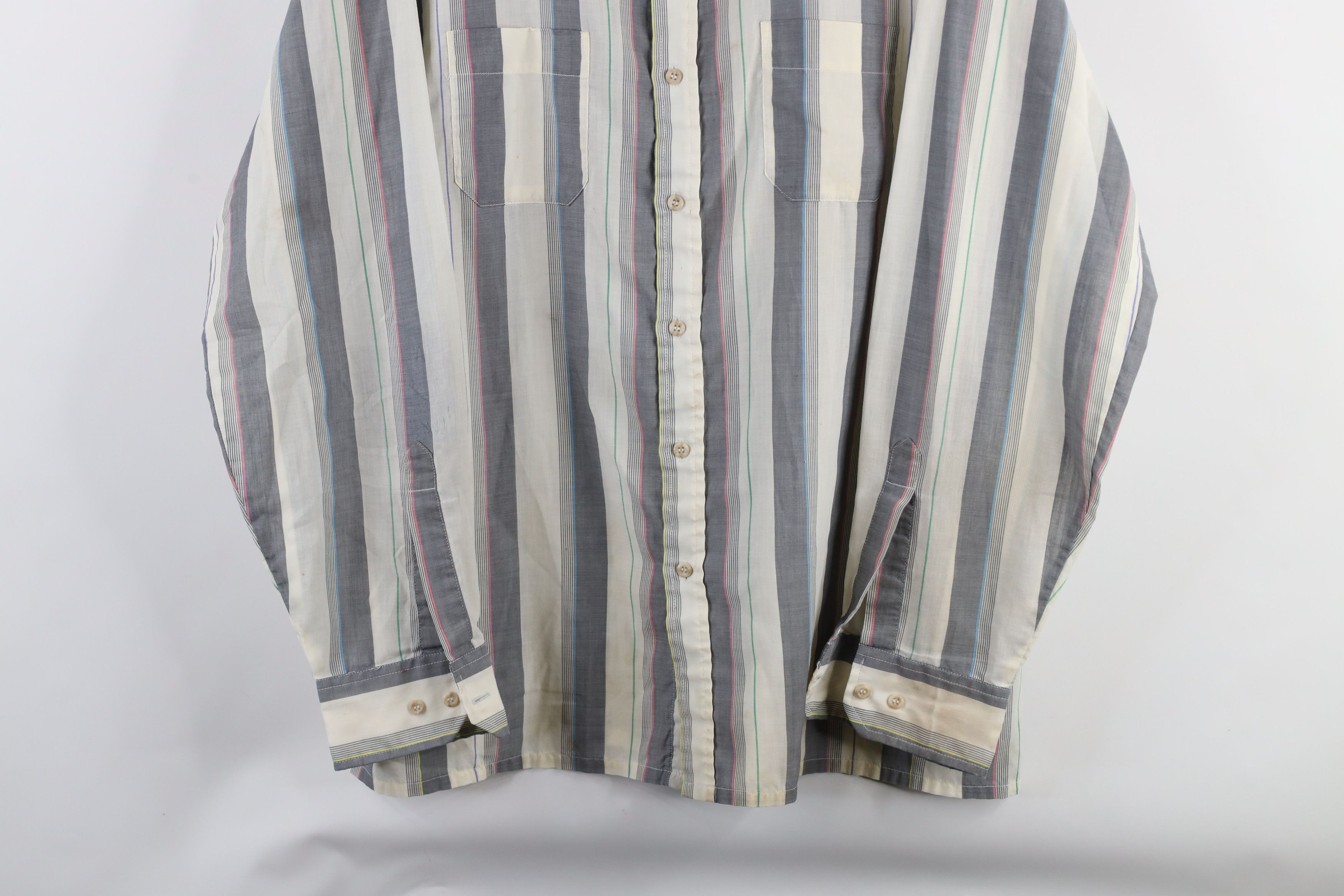 Vintage Vintage 90s Streetwear Rainbow Striped Collared Button Shirt Size US XL / EU 56 / 4 - 3 Thumbnail