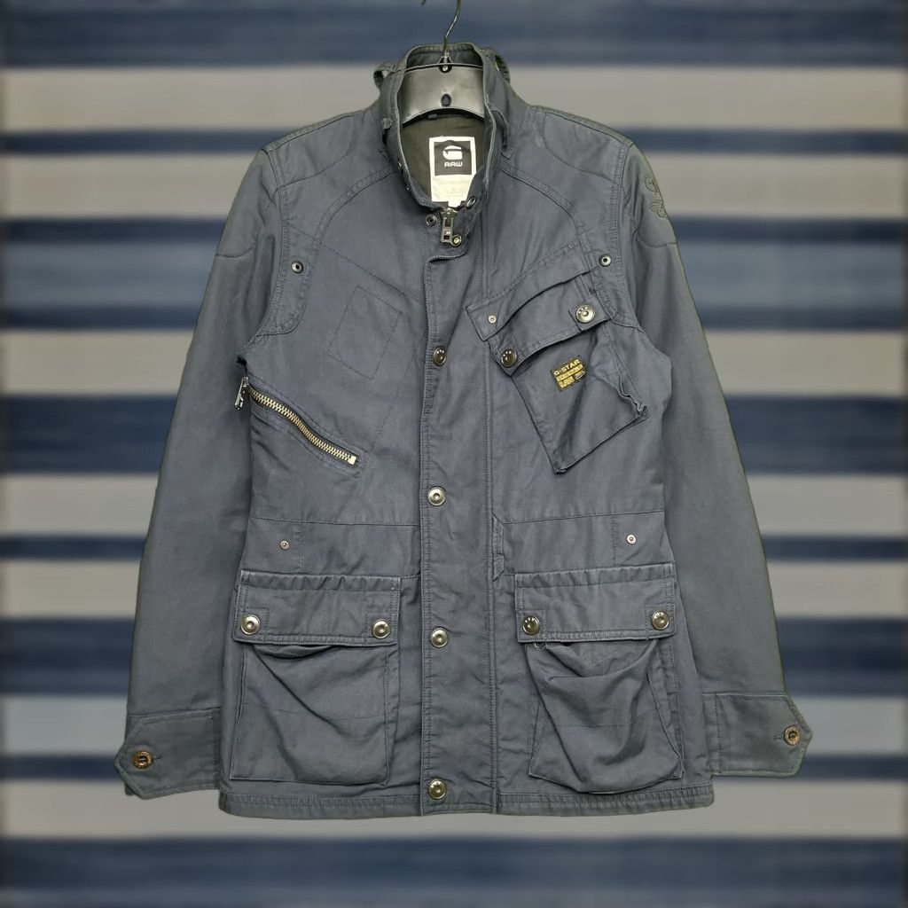 G-Star VINTAGE G-Star Raw Field Jacket Mens S Blue Navy 90s 2000s Y2K Workwear All Seasons Full Zip Pockets Size US S / EU 44-46 / 1 - 1 Thumbnail