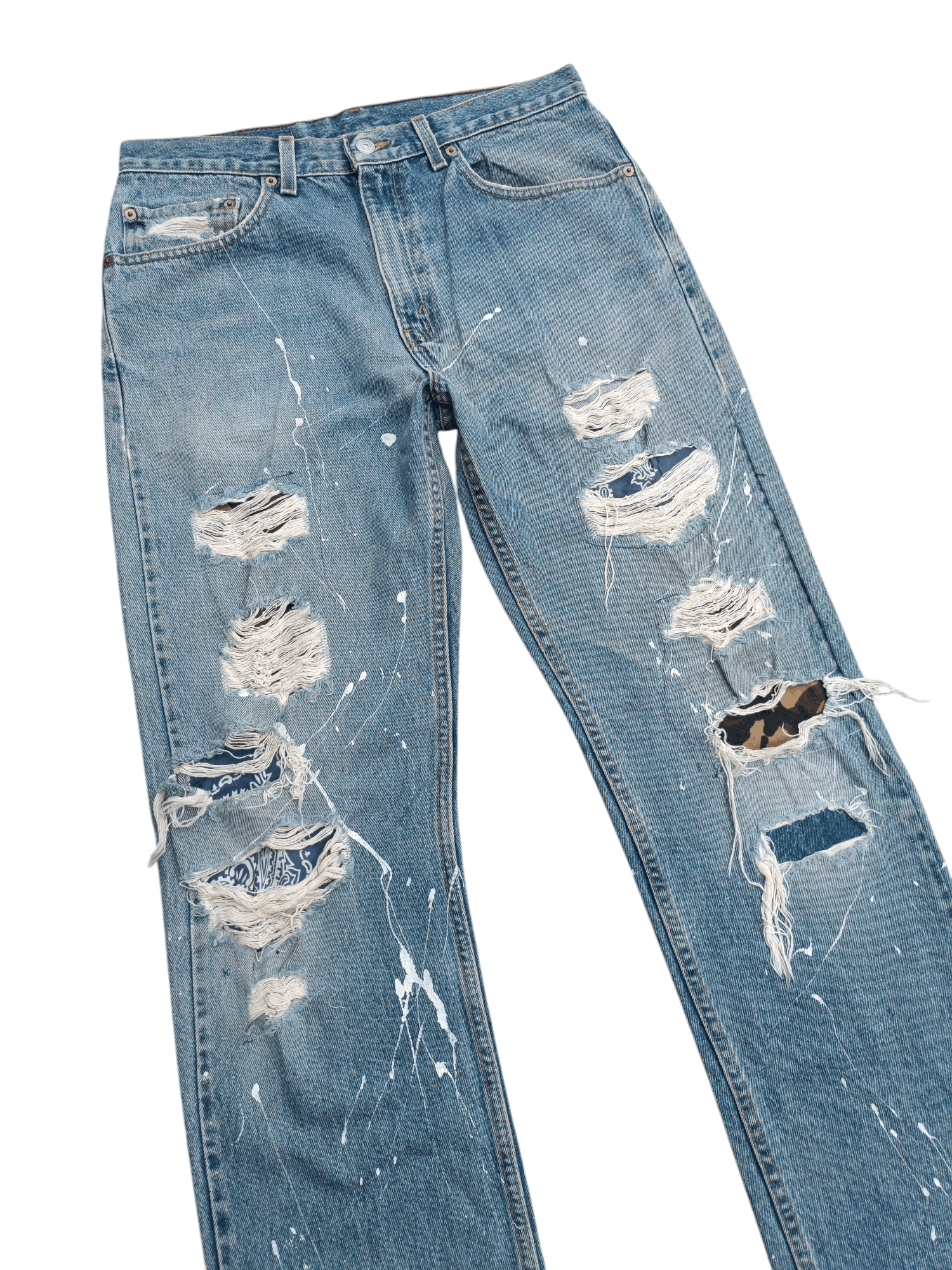 Levi's × Vintage Y2K Levis 505 Regular Straight Cut Distressed Splatter Denim Size US 32 / EU 48 - 3 Thumbnail