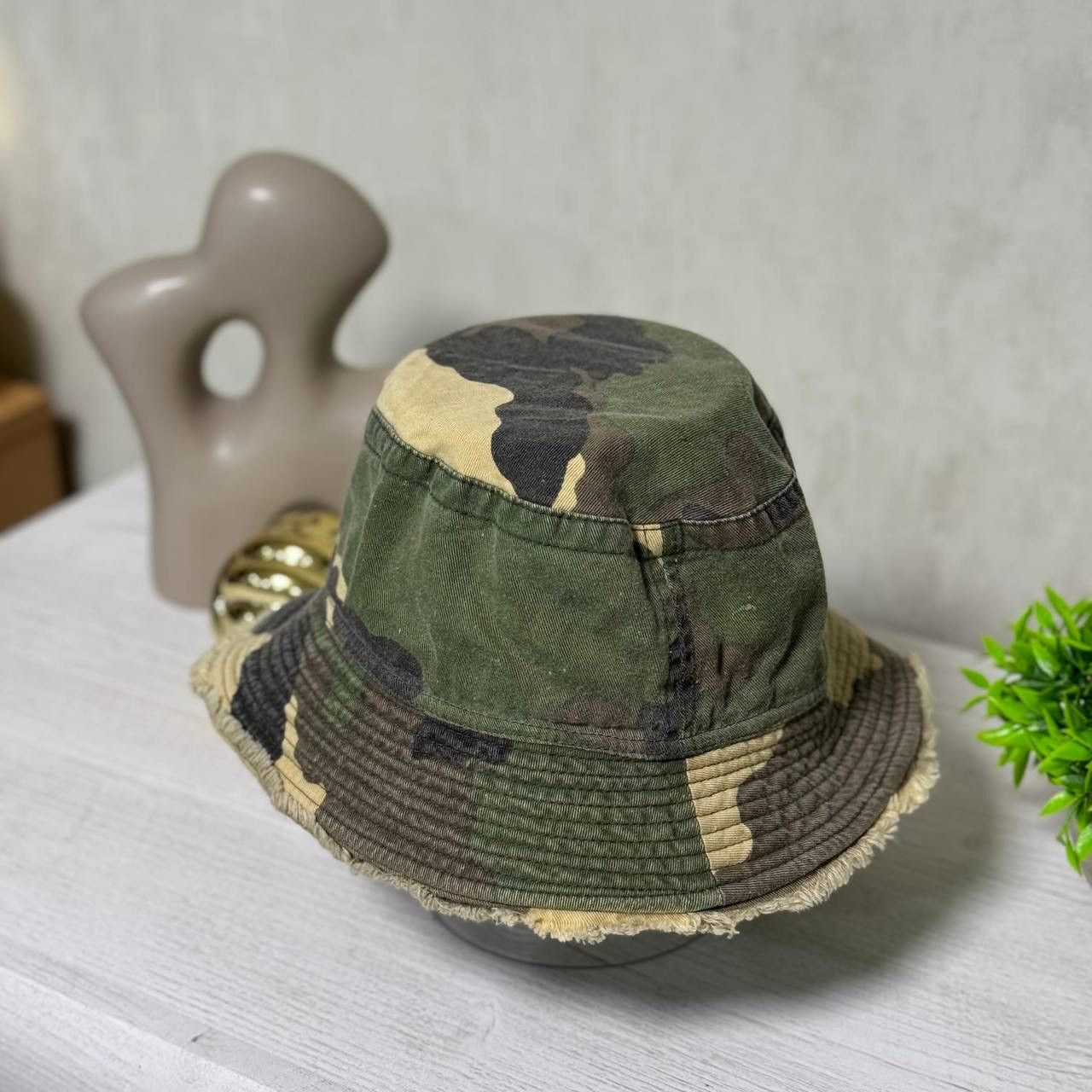 Le Grande Bleu (L.G.B.) VTG Camo Panama Hat Cap Y2K Grunge Avantgarde Size ONE SIZE - 2 Thumbnail
