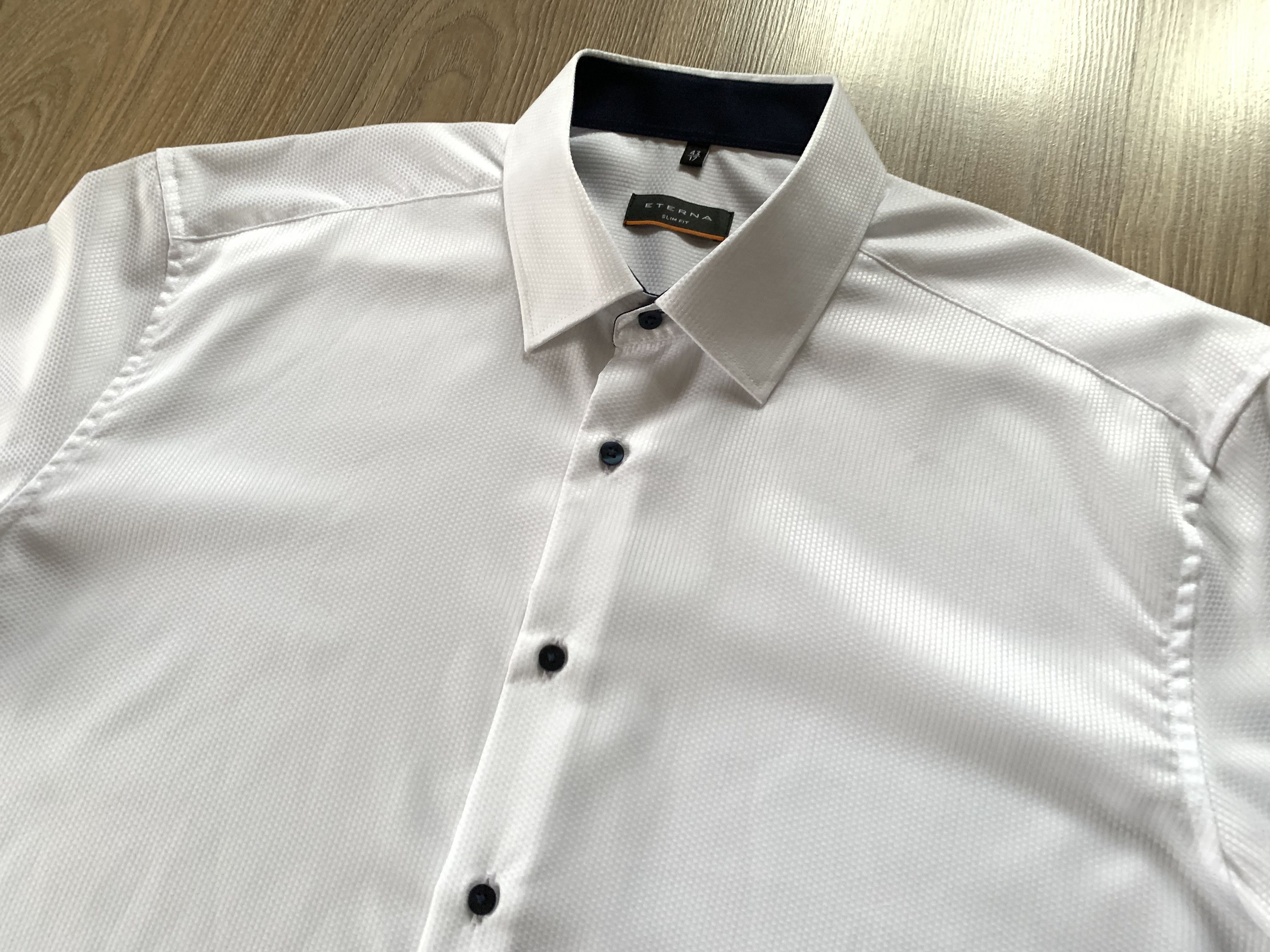 Designer Eterna Slim Fit White Long Sleeve Shirt Size US XL / EU 56 / 4 - 4 Thumbnail