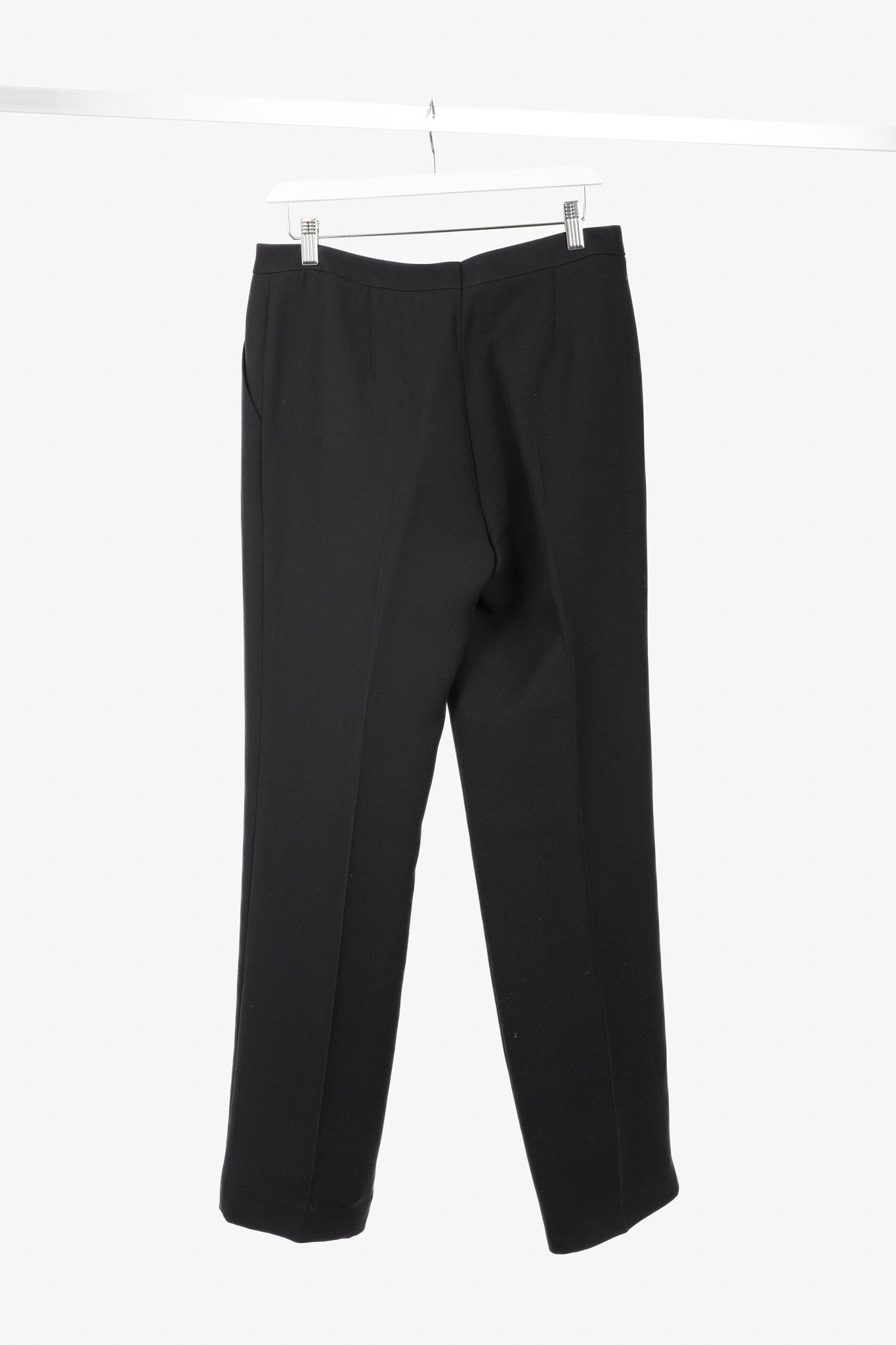 Escada Escada Tamineh Black Silk & Wool Crepe Straight-Leg Trousers Size 32" / US 10 / IT 46 - 2 Thumbnail