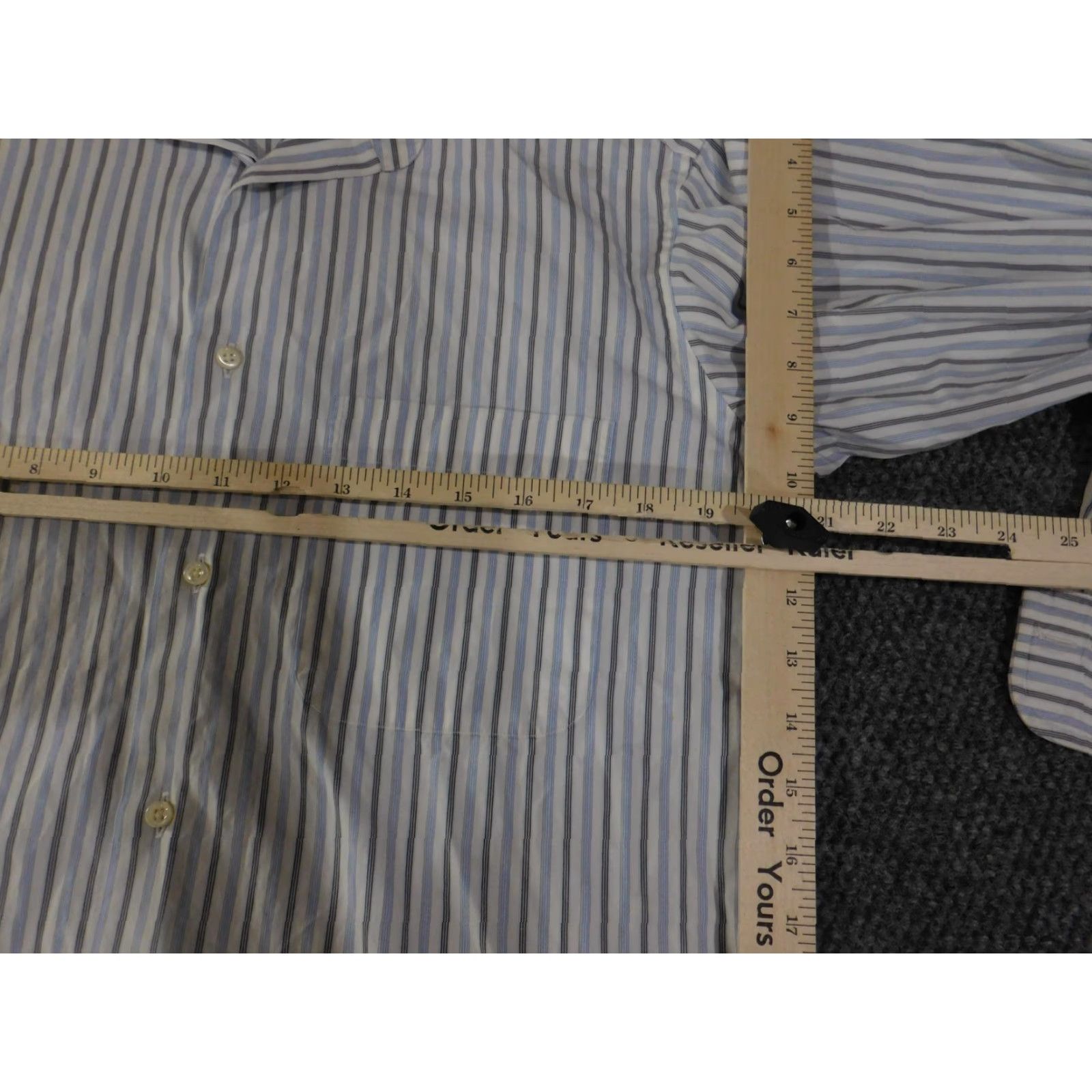 Ermenegildo Zegna Ermenegildo Zegna Shirt Mens 15 Dress Shirt White Blue Striped Long Sleeve Button Down Size US M / EU 48-50 / 2 - 6 Thumbnail