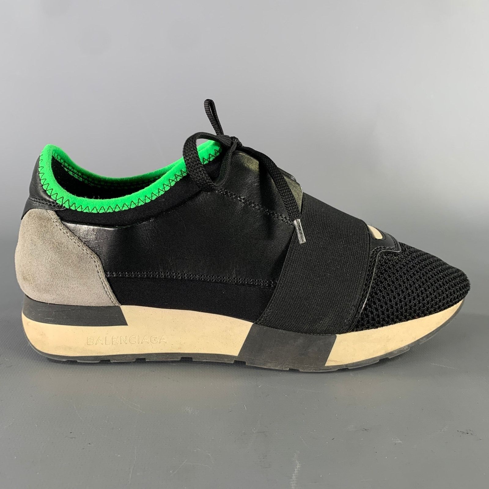 Balenciaga BALENCIAGA Size 7 Black Green Mixed Patterns Runner Sneakers Size US 7 / IT 37 - 2 Thumbnail