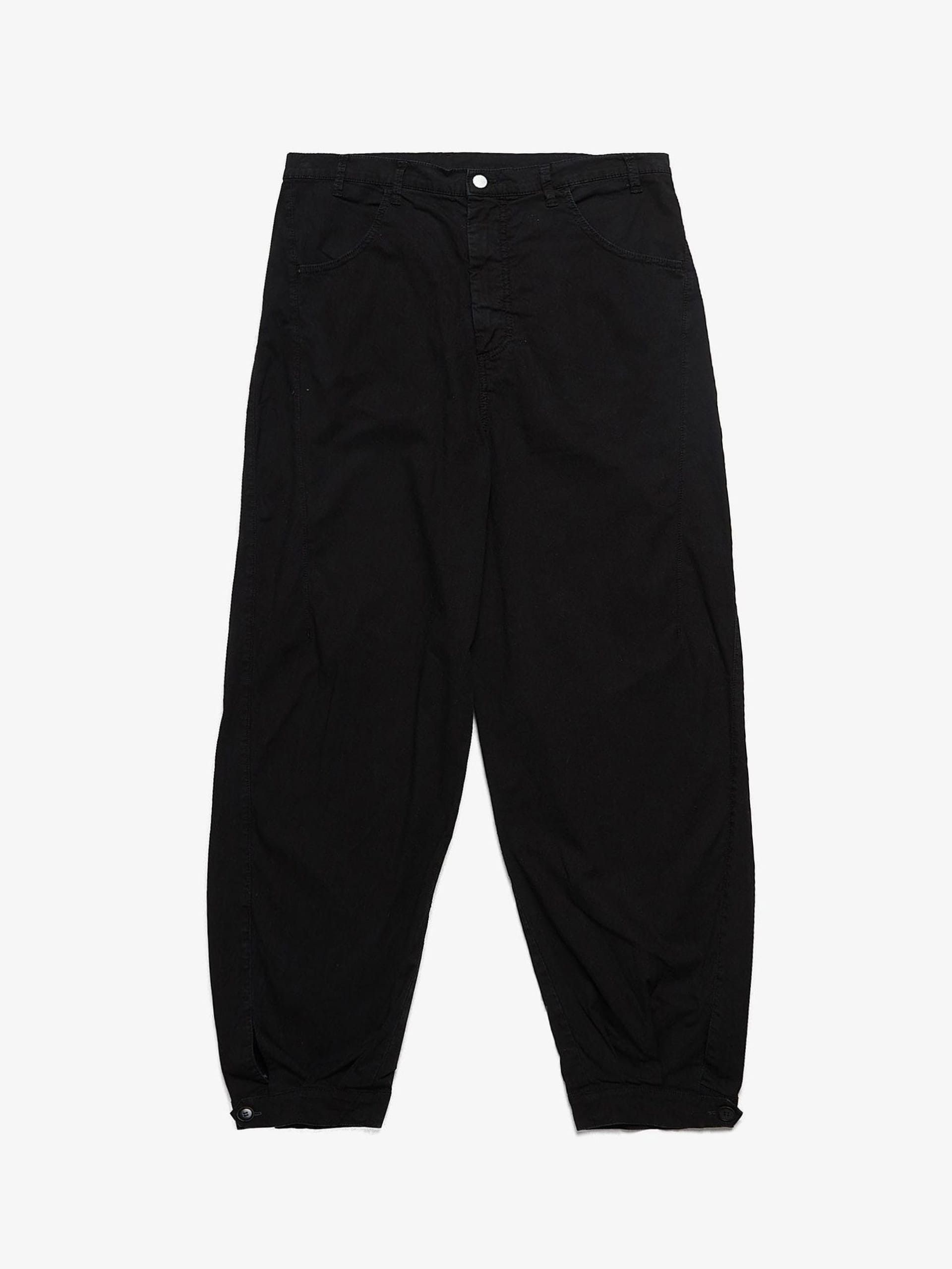 image of Andrea Yaaqov Black Buttoned Hem Wide Cotton Pants, Men's (Size 36)