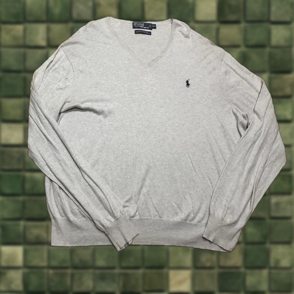 Polo Ralph Lauren Polo Ralph Lauren V Neck Sweater Mens XL Gray Pima Cotton Size US XL / EU 56 / 4 - 1 Thumbnail