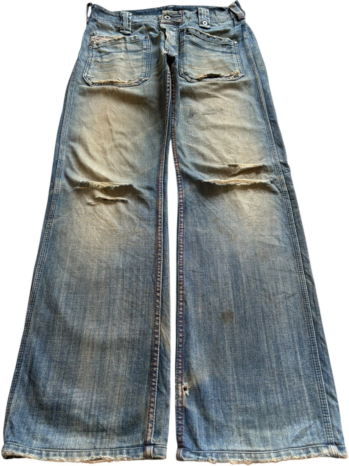 Diesel Vintage Diesel Mud Wash Distressed Loose Baggy Jeans Size US 31 - 1 Thumbnail