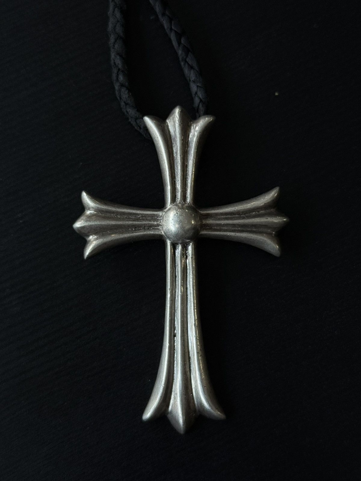 Chrome Hearts Large Cross Pendant & Braided Leather Necklace Size ONE SIZE - 3 Thumbnail