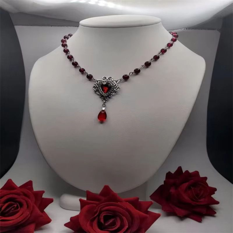 Jewelry Romantic Gothic Heart Rosary Necklace Size ONE SIZE - 2 Thumbnail