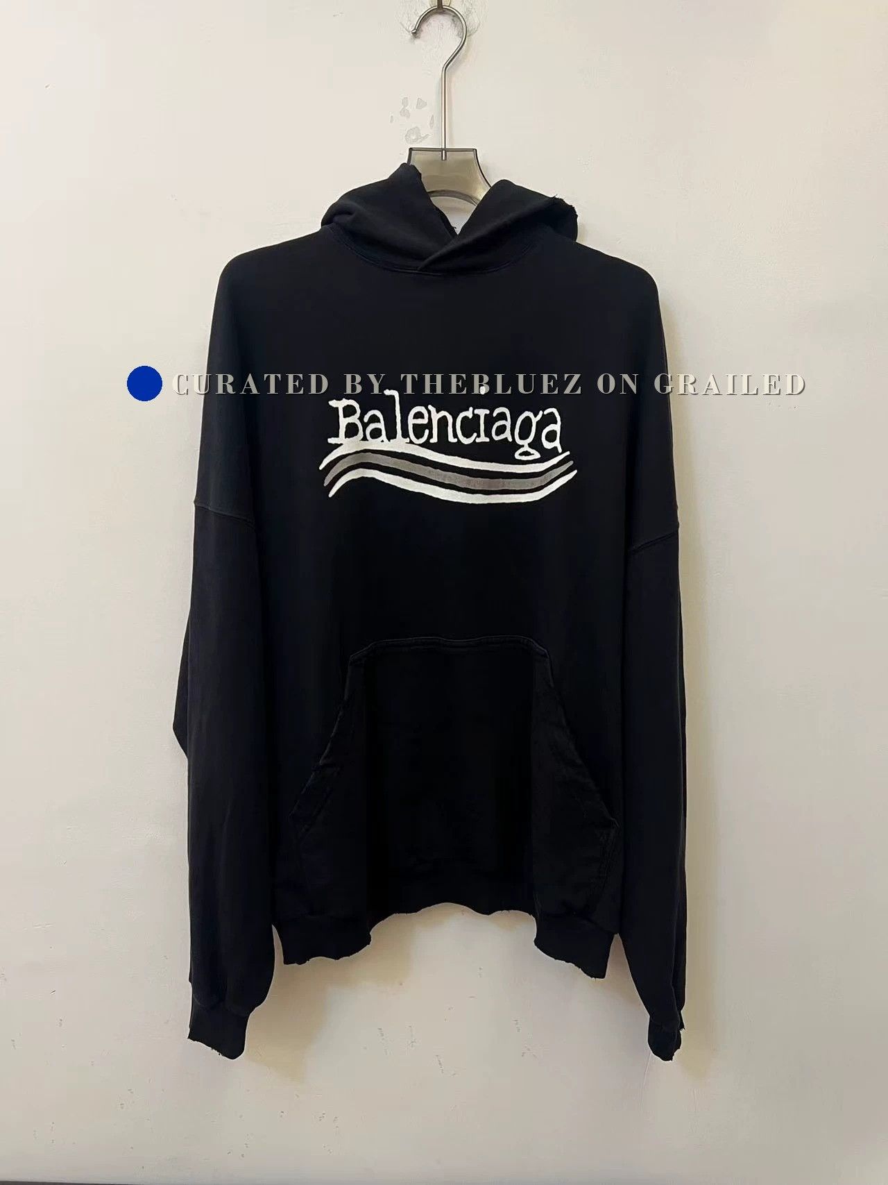 Balenciaga Balenciaga Black Logo Print Hooded Sweatshirt Size US L / EU 52-54 / 3 - 1 Thumbnail